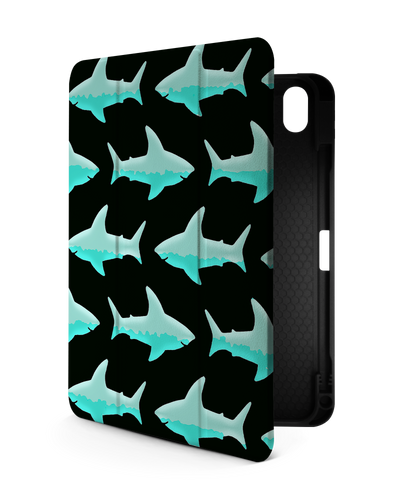 Neon Sharks iPad Case with Pencil Holder for Apple iPad (10th Generation)