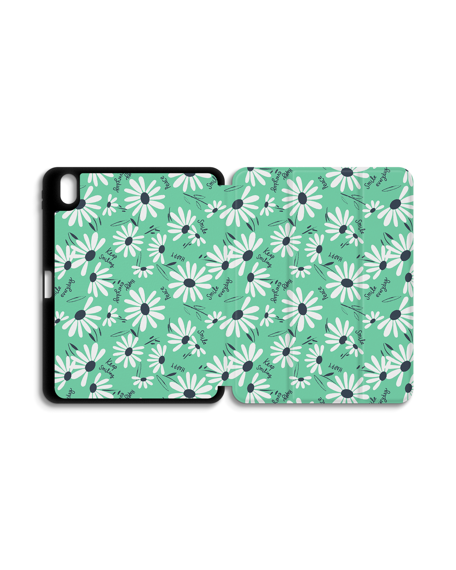Positive Daisies iPad Case with Pencil Holder for Apple iPad (10th Generation): Opened exterior view