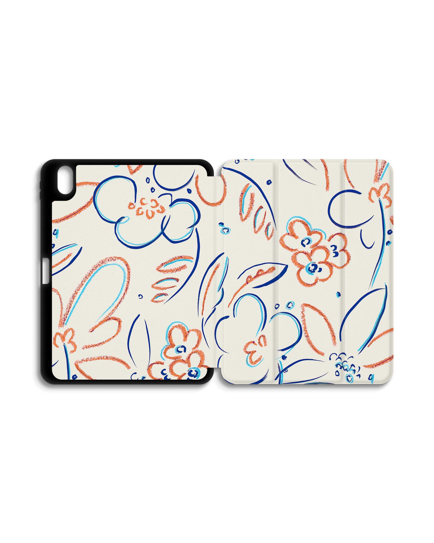 Bloom Doodles iPad Case with Pencil Holder for Apple iPad (10th Generation): Opened exterior view