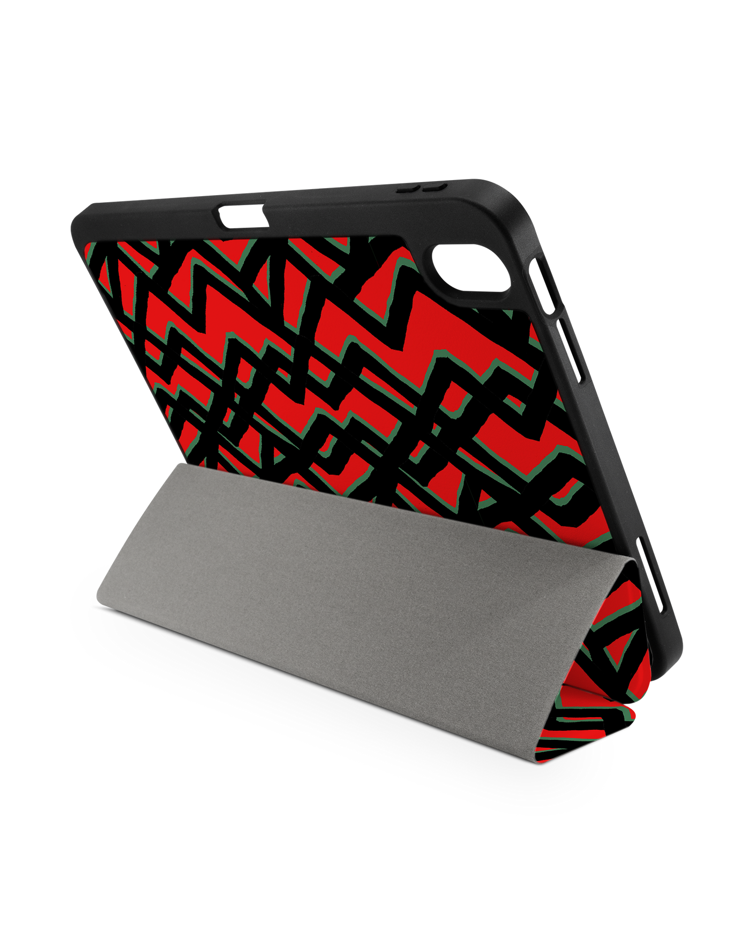 Fences Pattern iPad Case with Pencil Holder for Apple iPad (10th Generation): Set up in landscape format (back view)