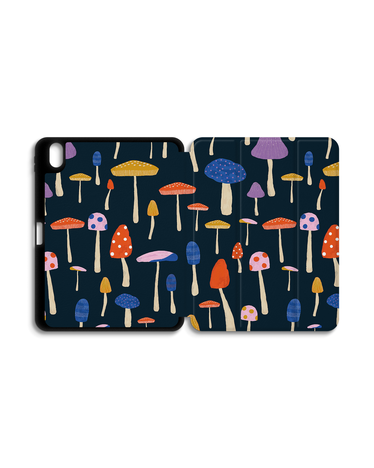 Mushroom Delights iPad Case with Pencil Holder for Apple iPad (10th Generation): Opened exterior view