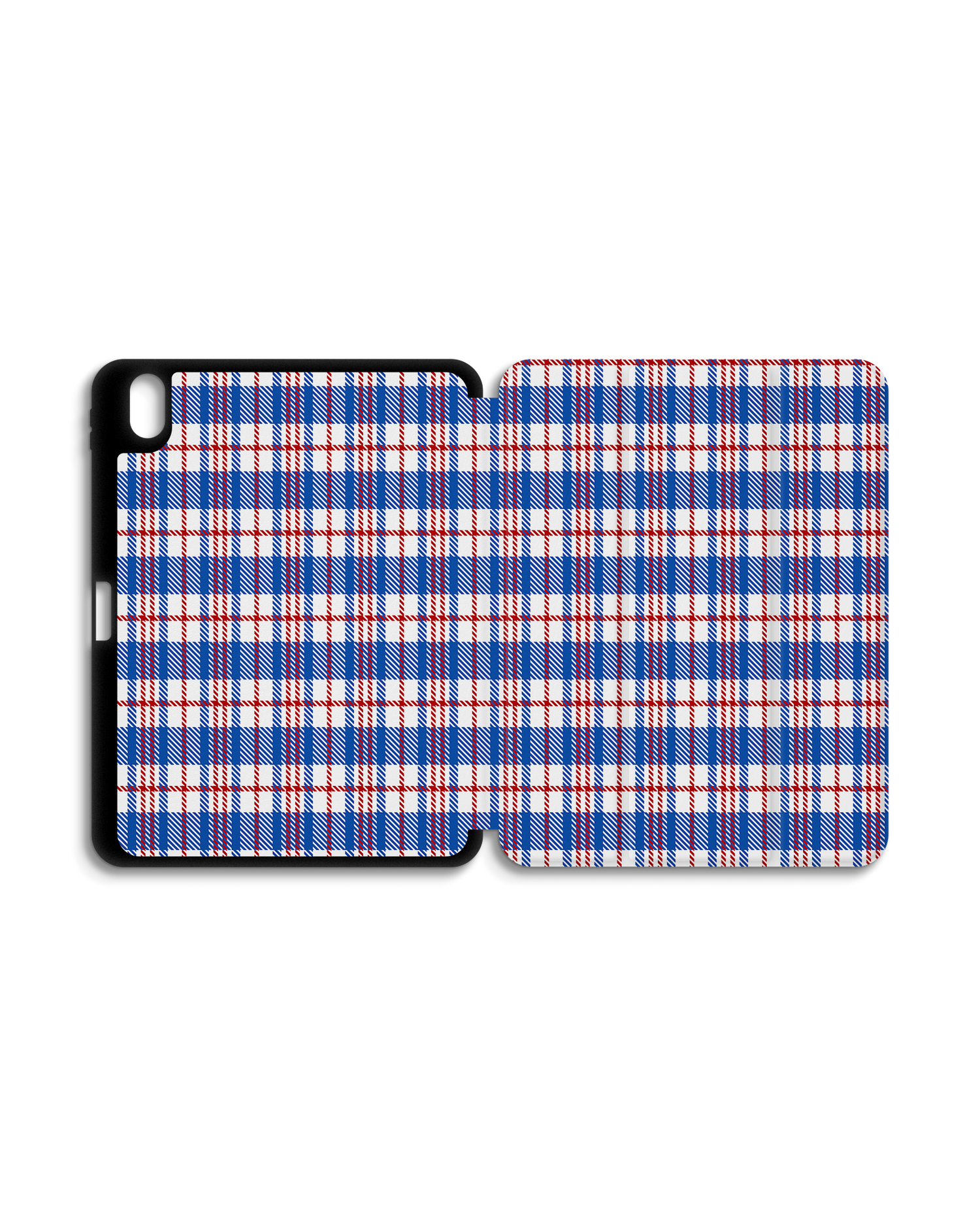 Plaid Market Bag iPad Case with Pencil Holder for Apple iPad (10th Generation): Opened exterior view