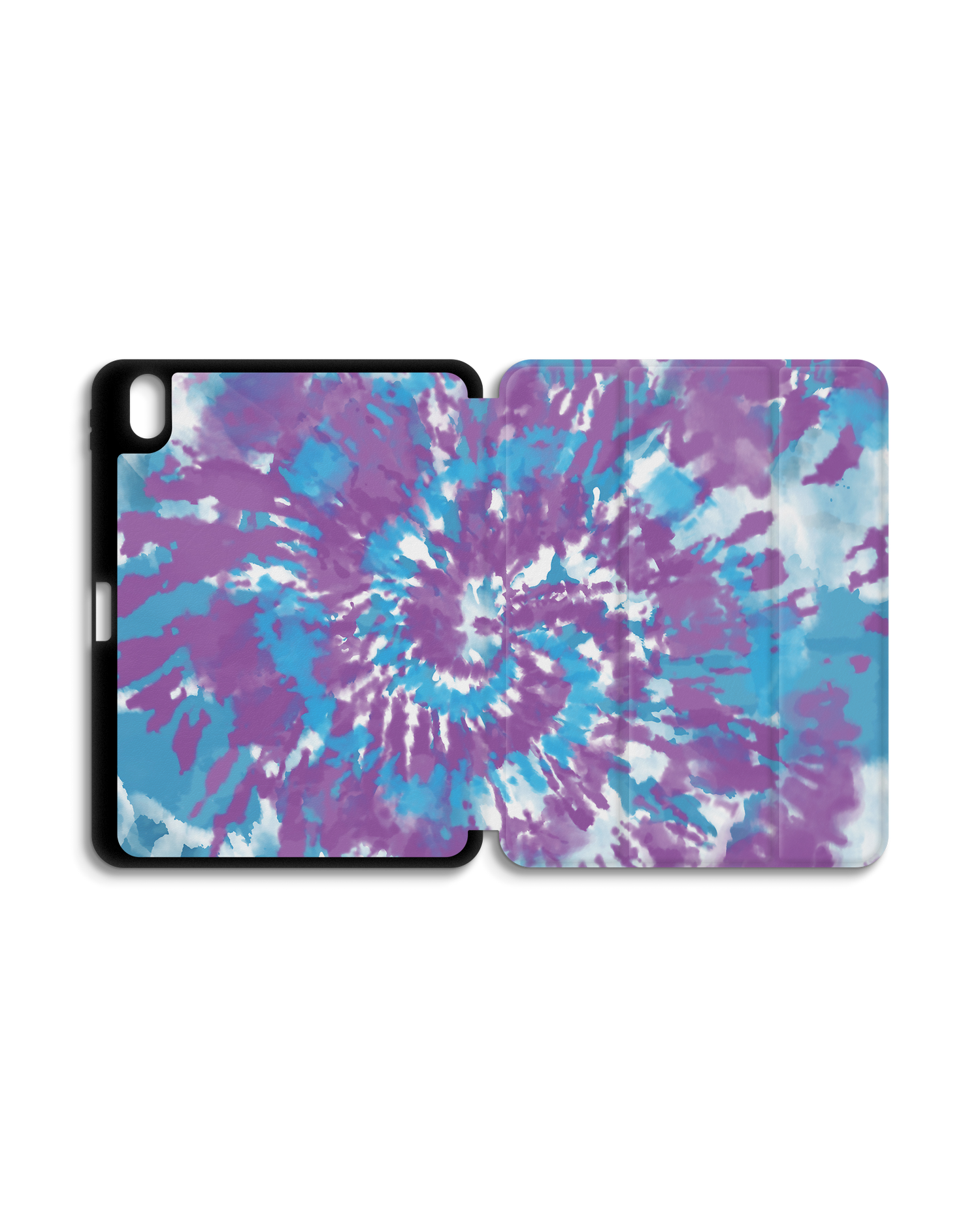 Classic Tie Dye iPad Case with Pencil Holder for Apple iPad (10th Generation): Opened exterior view