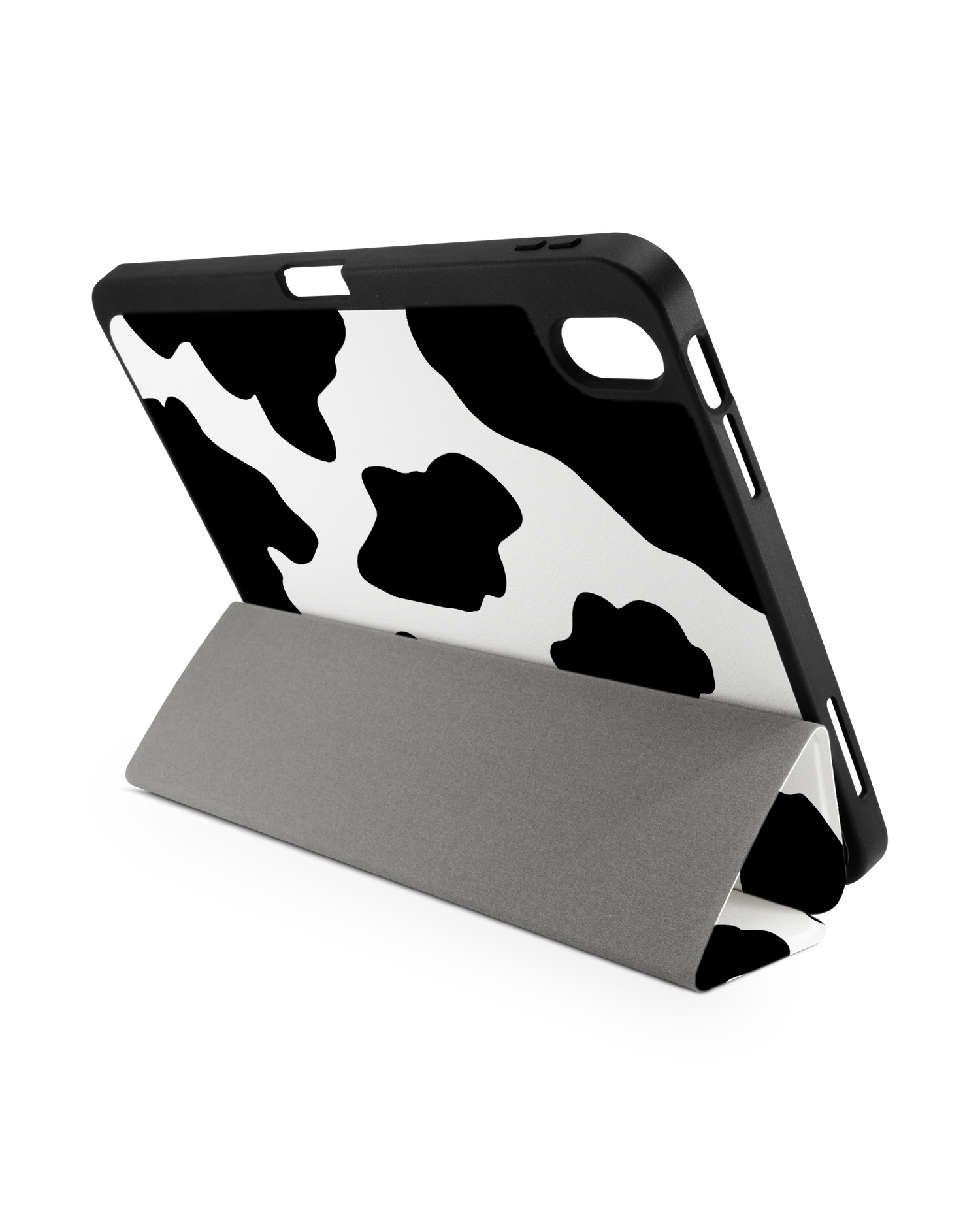 Cow Print 2 iPad Case with Pencil Holder for Apple iPad (10th Generation): Set up in landscape format (back view)