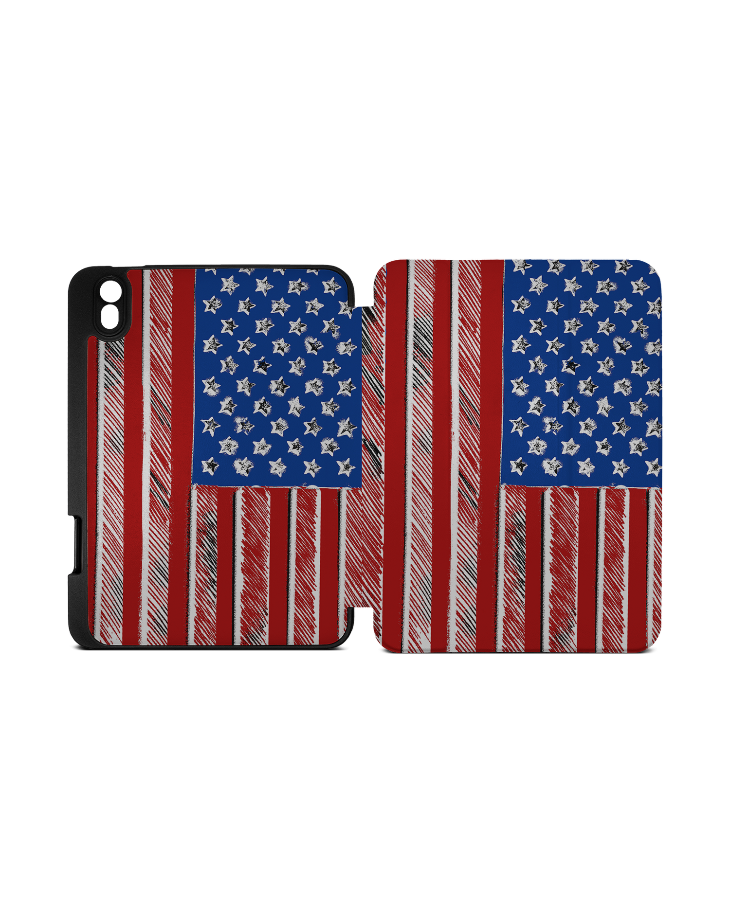 American Flag Color iPad Case with Pencil Holder Apple iPad mini 6 (2021): Opened exterior view
