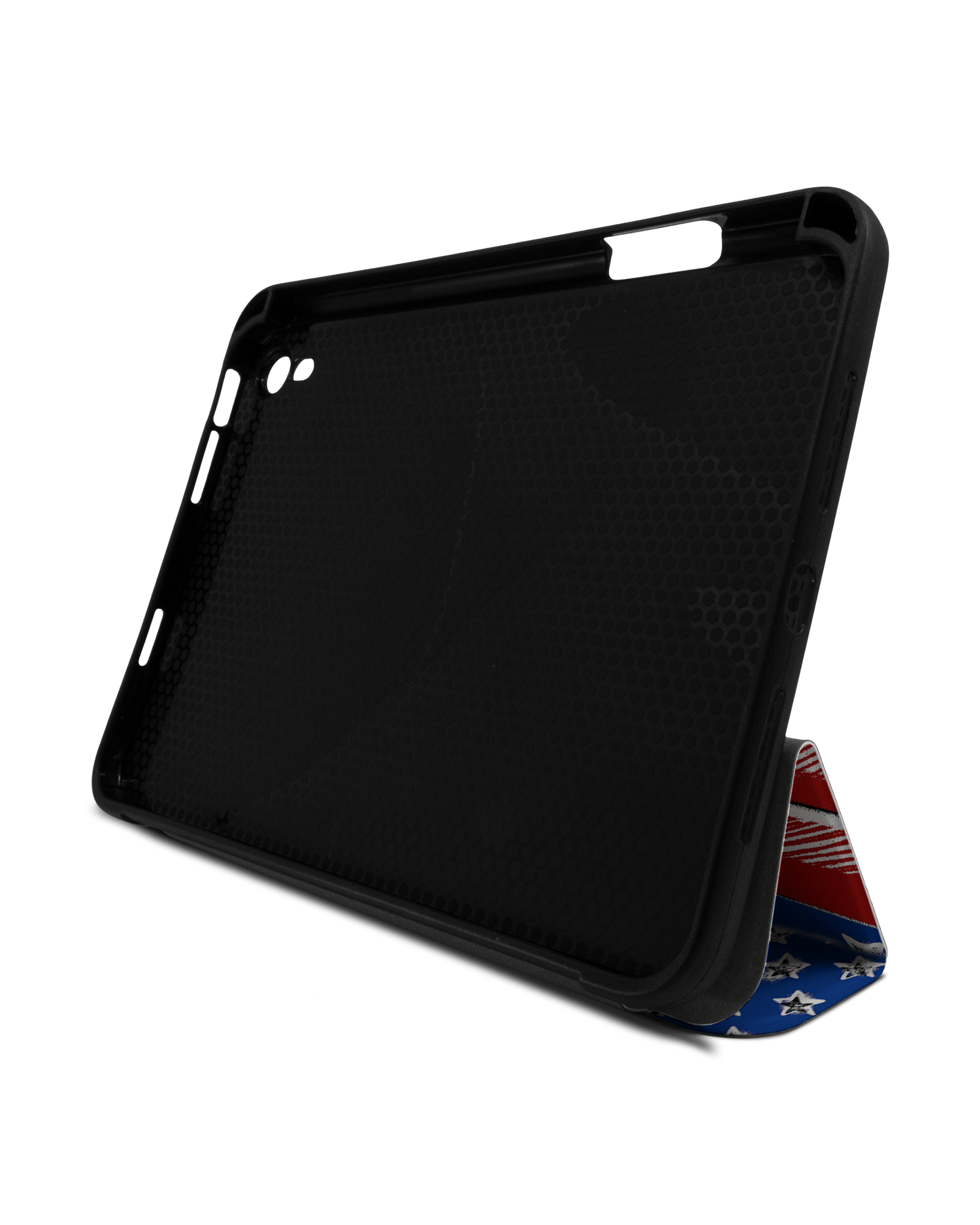 American Flag Color iPad Case with Pencil Holder Apple iPad mini 6 (2021): Set up in landscape format (front view)