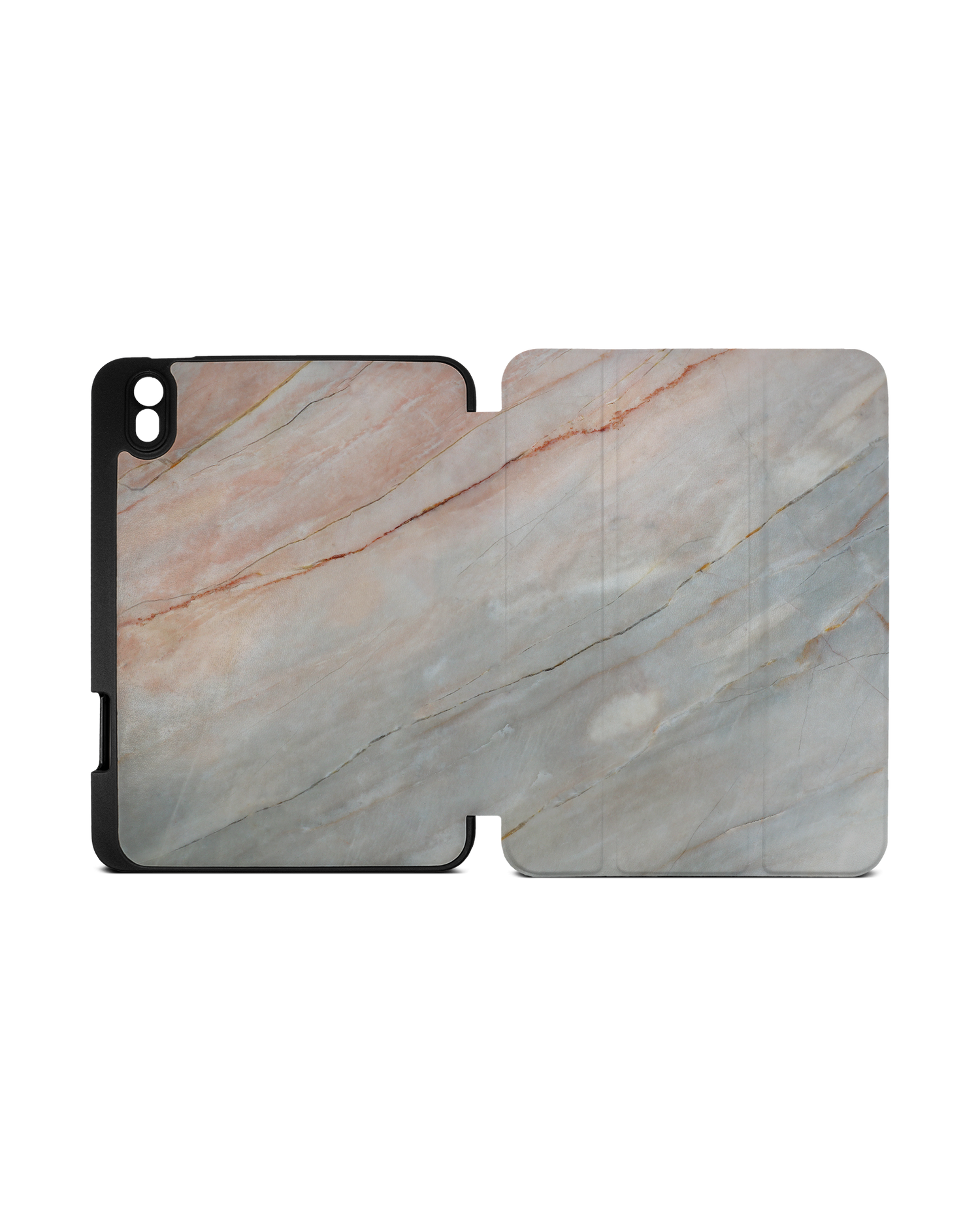 Mother of Pearl Marble iPad Case with Pencil Holder Apple iPad mini 6 (2021): Opened exterior view