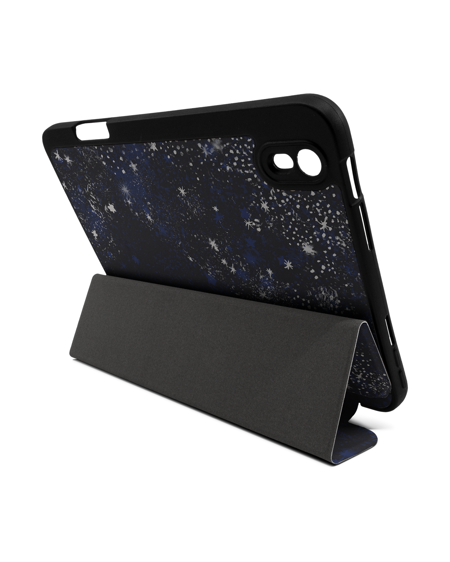 Starry Night Sky iPad Case with Pencil Holder Apple iPad mini 6 (2021): Set up in landscape format (back view)
