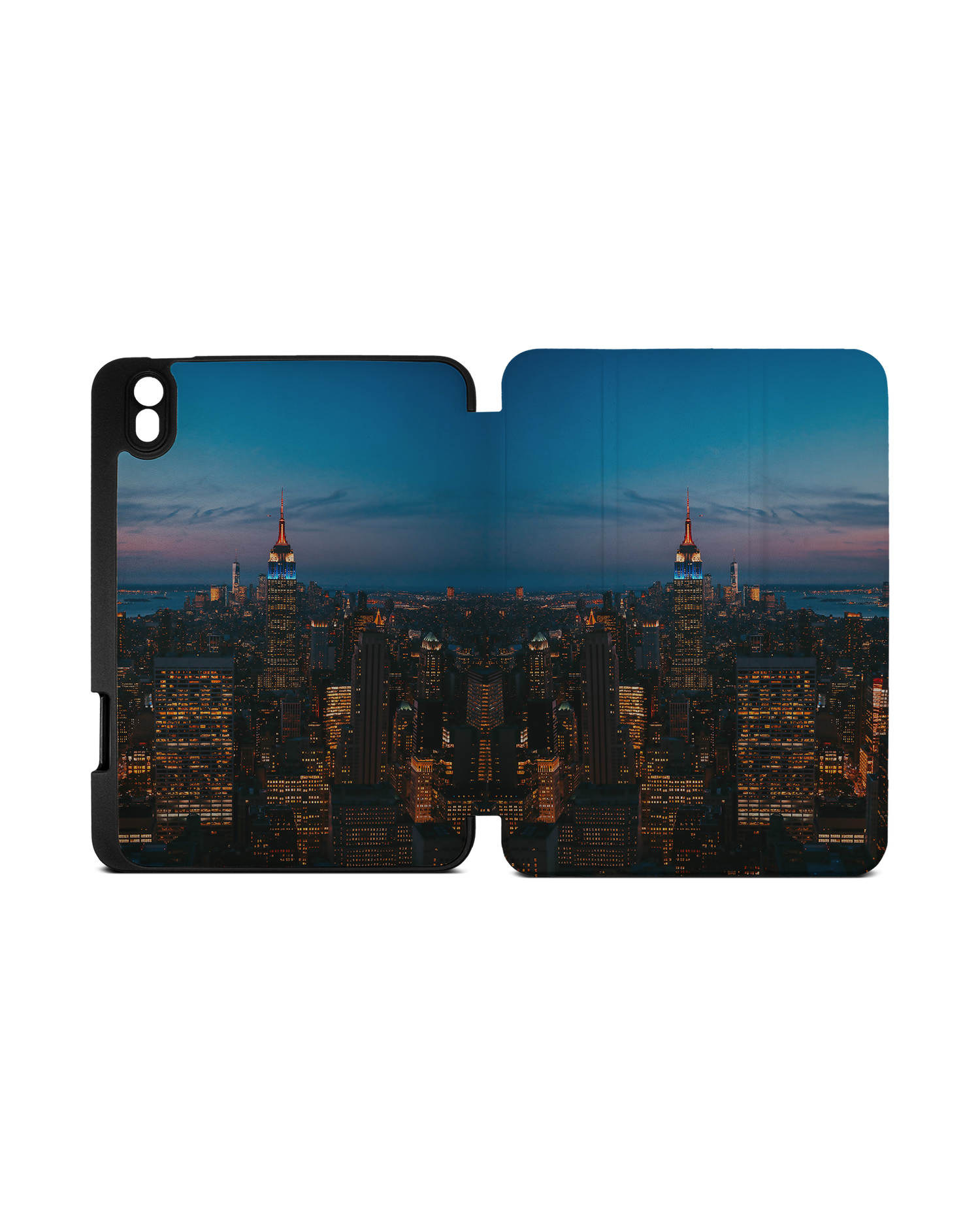 New York At Dusk iPad Case with Pencil Holder Apple iPad mini 6 (2021): Opened exterior view