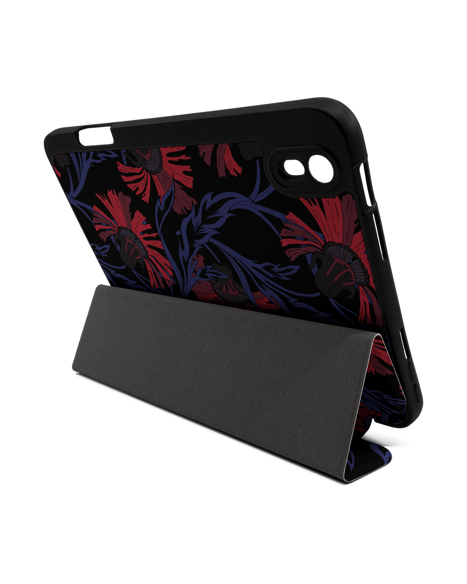 Midnight Floral iPad Case with Pencil Holder Apple iPad mini 6 (2021): Set up in landscape format (back view)