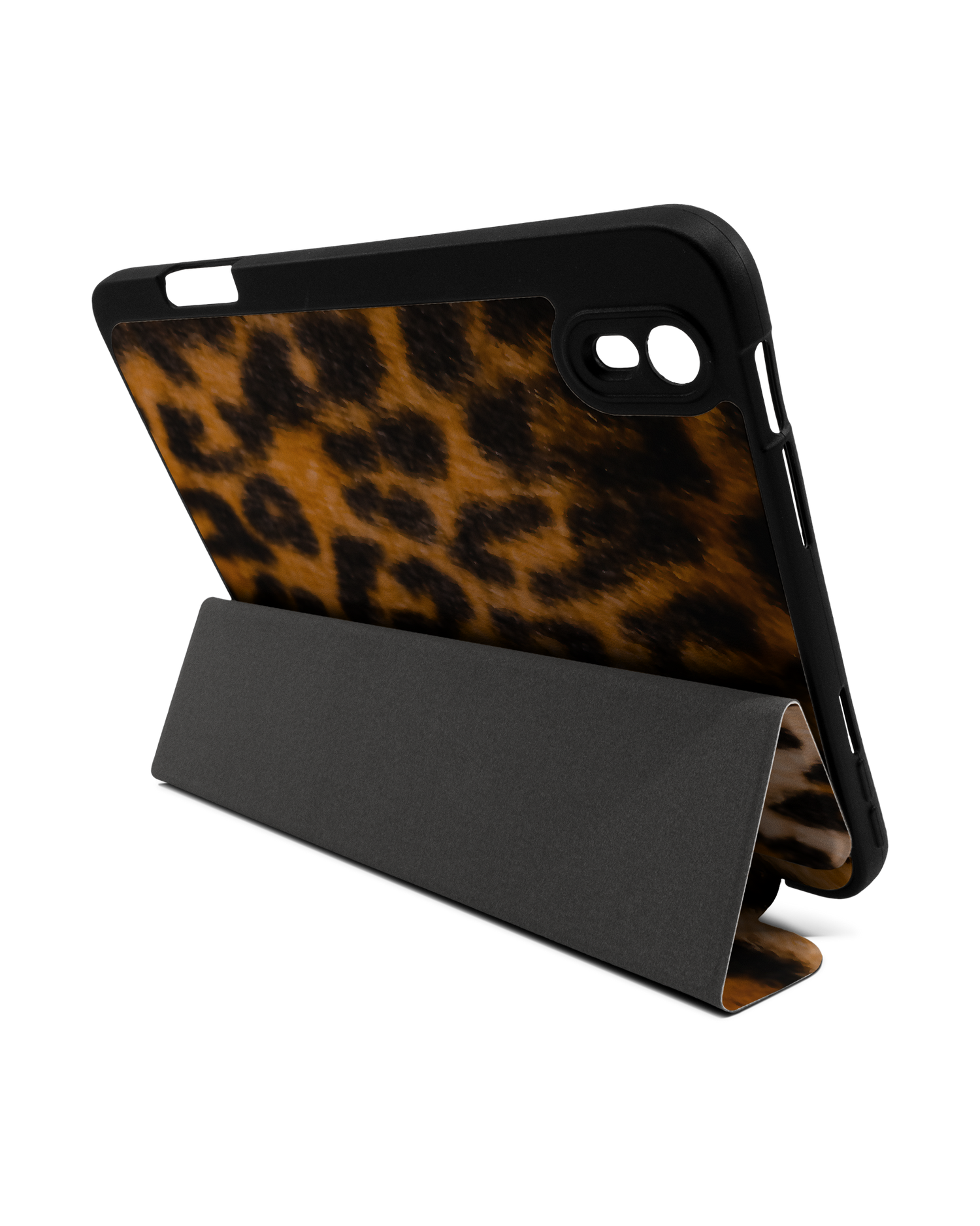 Leopard Pattern iPad Case with Pencil Holder Apple iPad mini 6 (2021): Set up in landscape format (back view)