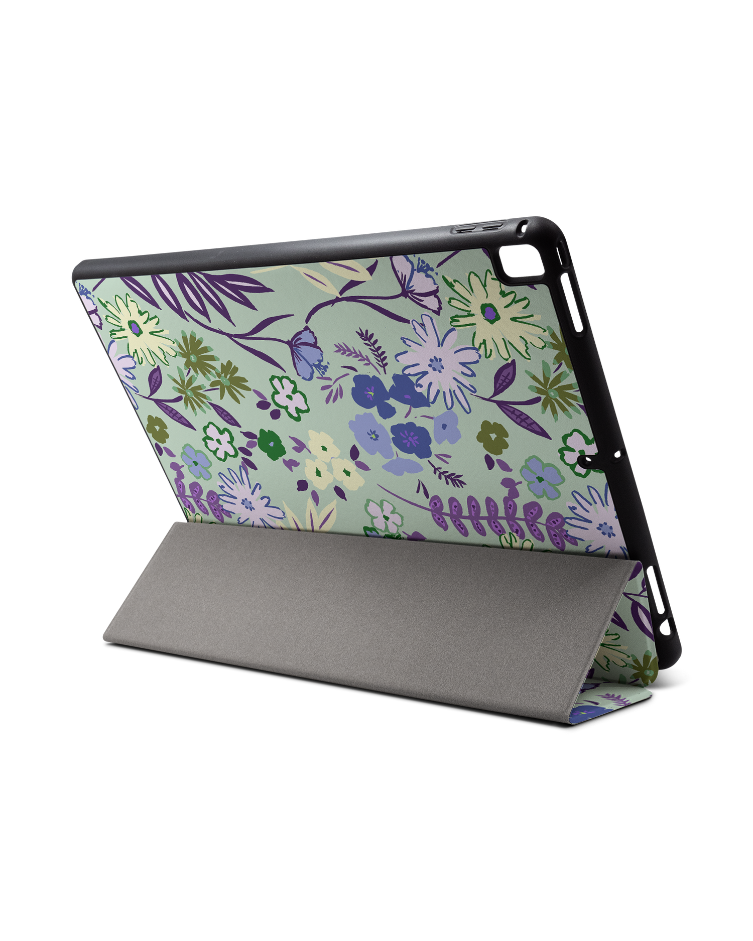 Pretty Purple Flowers iPad Case with Pencil Holder for Apple iPad Pro 2 12.9