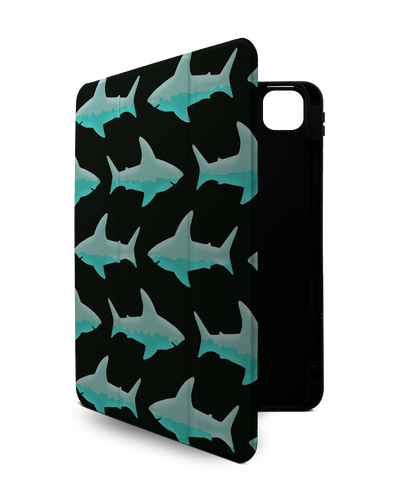 Neon Sharks iPad Case with Pencil Holder Apple iPad Pro 11" (2021), Apple iPad Pro 11" (2020)