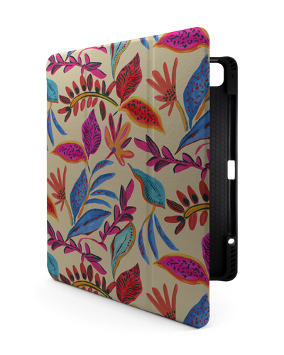 Painterly Spring Leaves iPad Case with Pencil Holder for Apple iPad Pro 6 12.9" (2022), Apple iPad Pro 5 12.9" (2021), Apple iPad Pro 4 12.9" (2020)