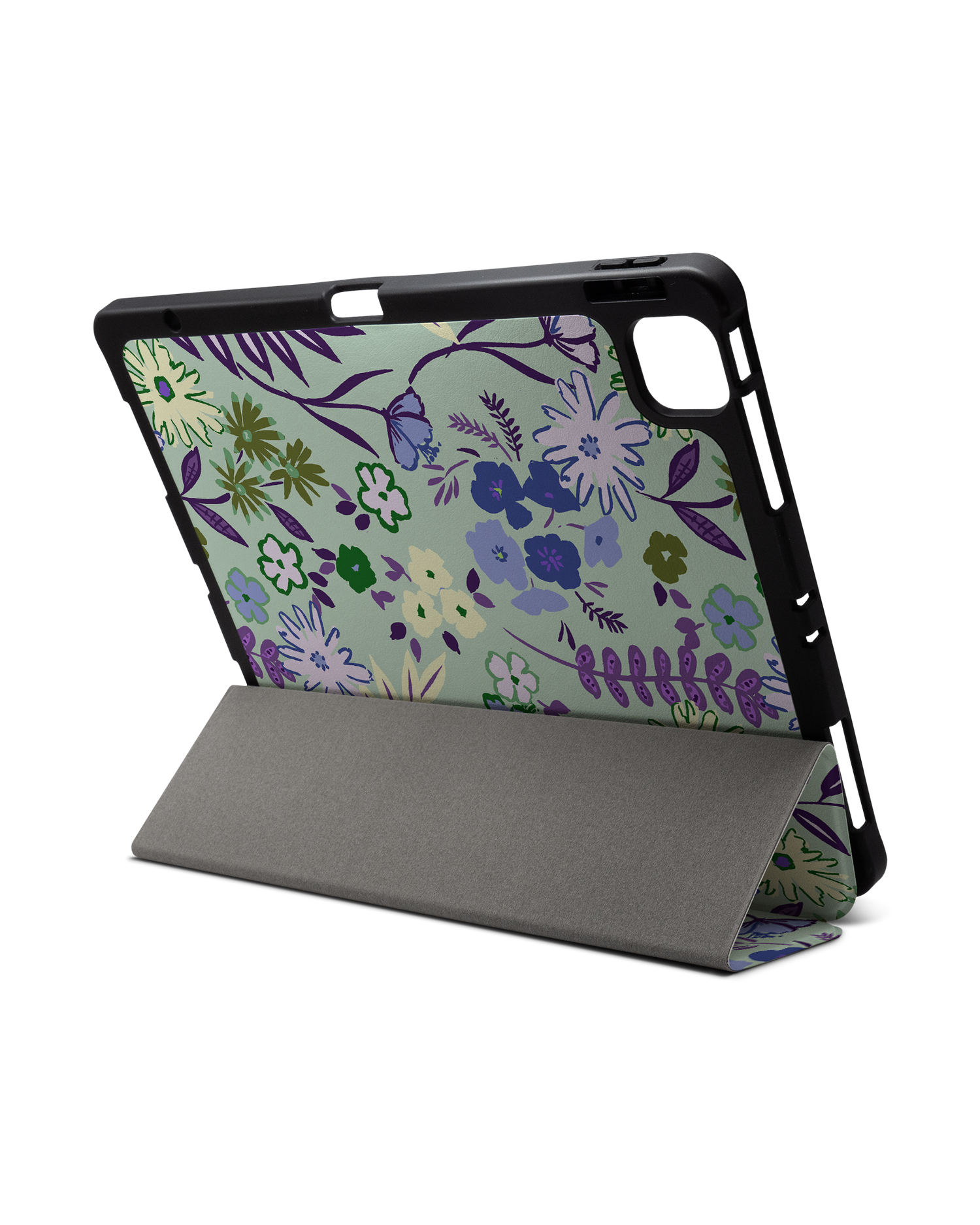 Pretty Purple Flowers iPad Case with Pencil Holder for Apple iPad Pro 6 12.9