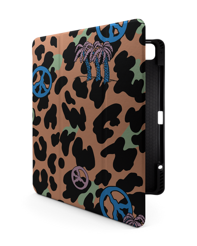 Leopard Peace Palms iPad Case with Pencil Holder for Apple iPad Pro 6 12.9" (2022), Apple iPad Pro 5 12.9" (2021), Apple iPad Pro 4 12.9" (2020)