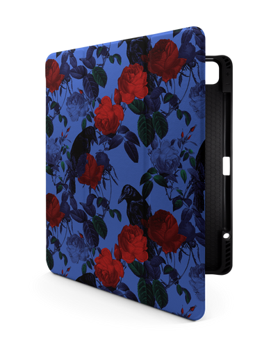 Roses And Ravens iPad Case with Pencil Holder for Apple iPad Pro 6 12.9" (2022), Apple iPad Pro 5 12.9" (2021), Apple iPad Pro 4 12.9" (2020)