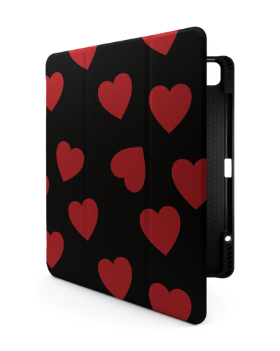 Repeating Hearts iPad Case with Pencil Holder for Apple iPad Pro 6 12.9" (2022), Apple iPad Pro 5 12.9" (2021), Apple iPad Pro 4 12.9" (2020)