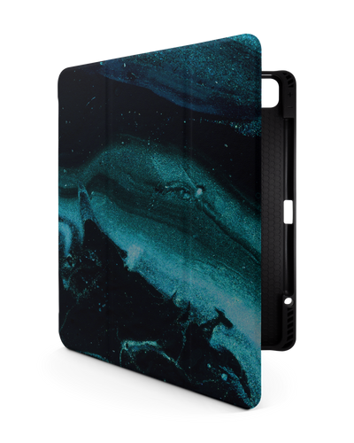 Deep Turquoise Sparkle iPad Case with Pencil Holder for Apple iPad Pro 6 12.9" (2022), Apple iPad Pro 5 12.9" (2021), Apple iPad Pro 4 12.9" (2020)
