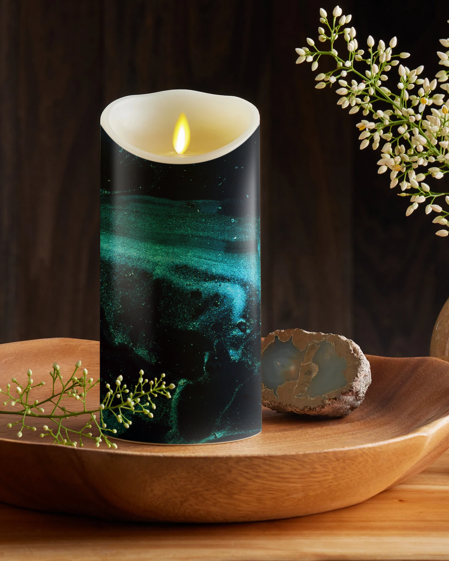 Deep Turquoise Sparkle Luminara Candle Sticker