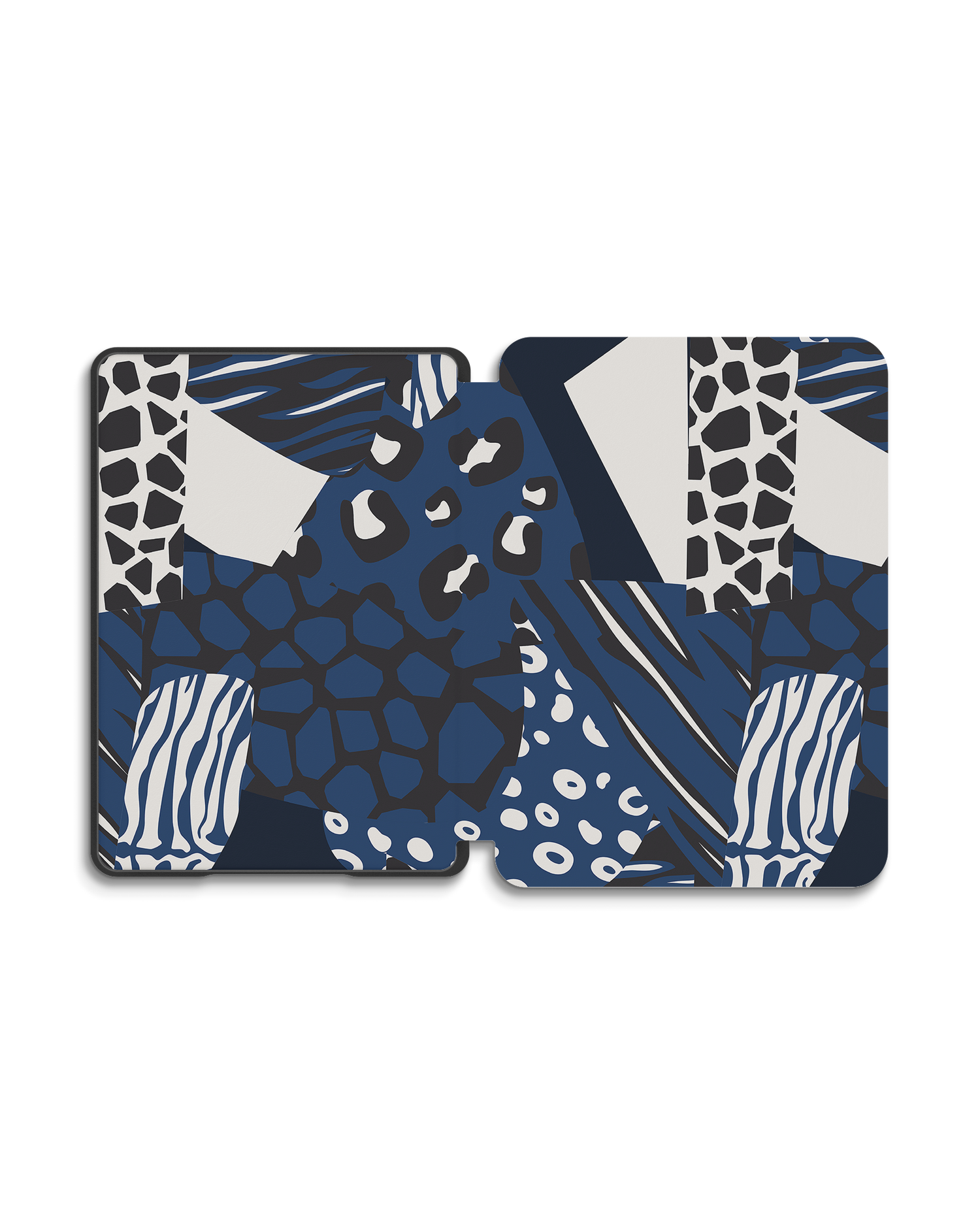 Animal Print Patchwork eReader Smart Case for Amazon New Kindle (2019): Opened exterior view