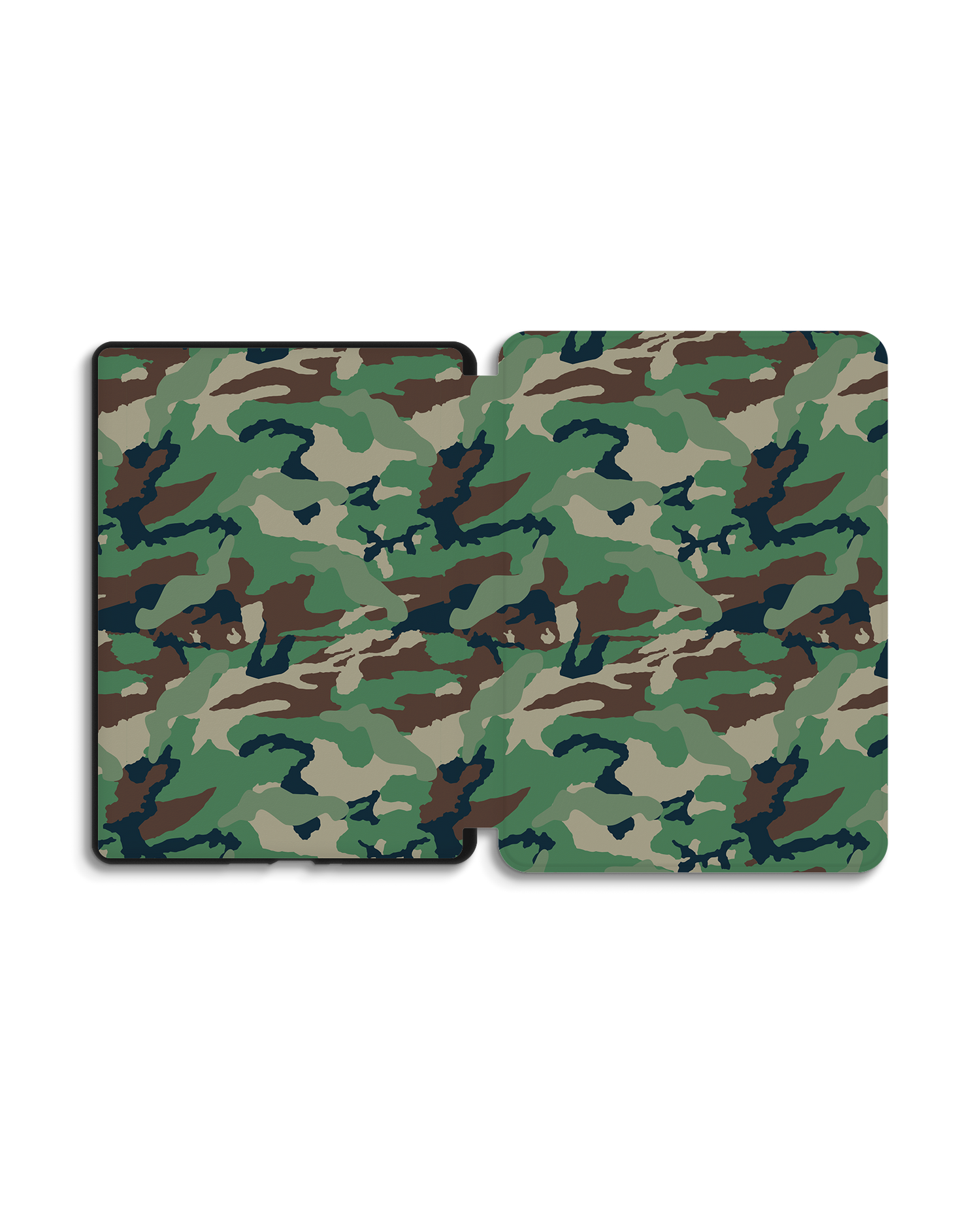 Green and Brown Camo eReader Smart Case for Amazon Kindle Paperwhite 5 (2021), Amazon Kindle Paperwhite 5 Signature Edition (2021): Opened exterior view
