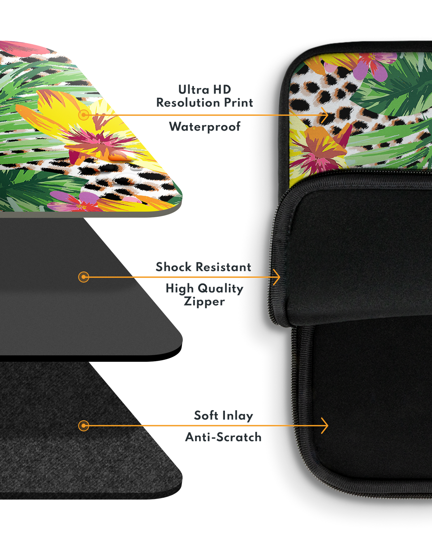 Tropical Cheetah Laptop Case 13-14 inch with soft inner lining