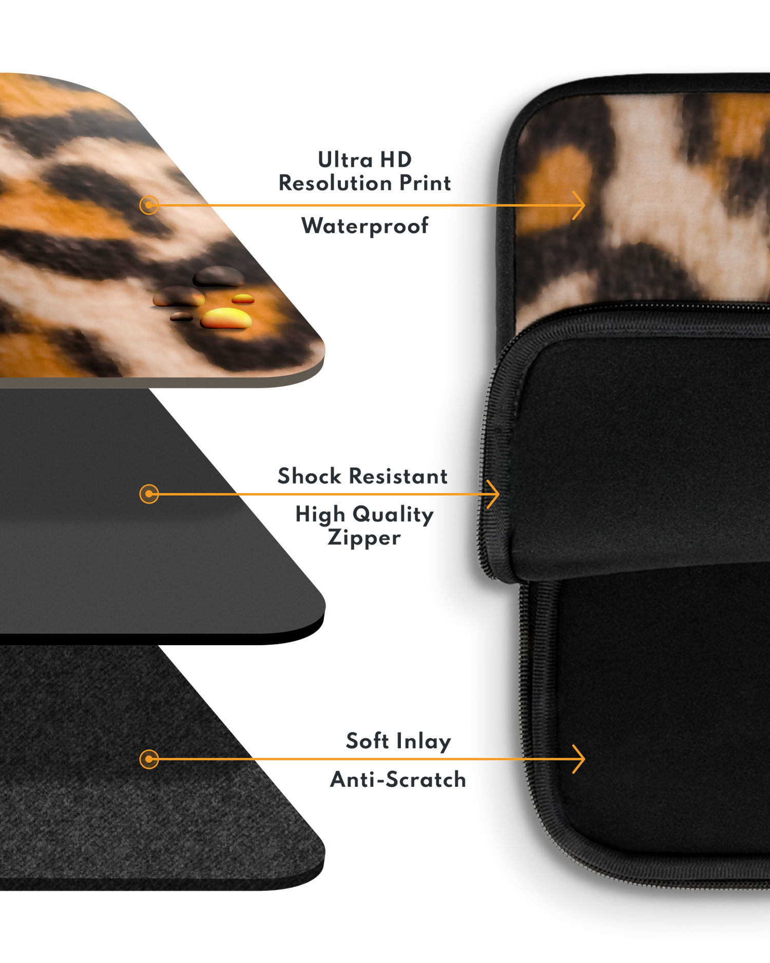 Leopard Pattern Laptop Case 13-14 inch with soft inner lining