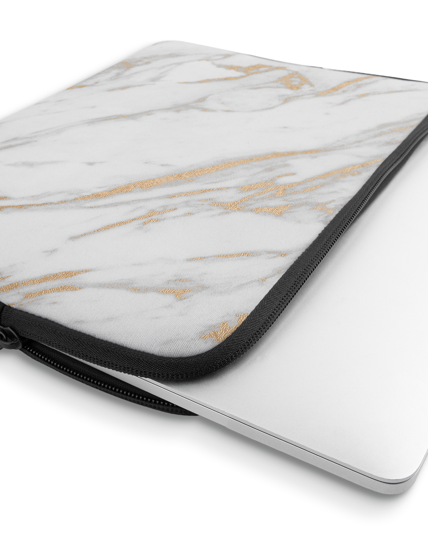 Gold Marble Elegance Laptop Case 13 inch with device inside