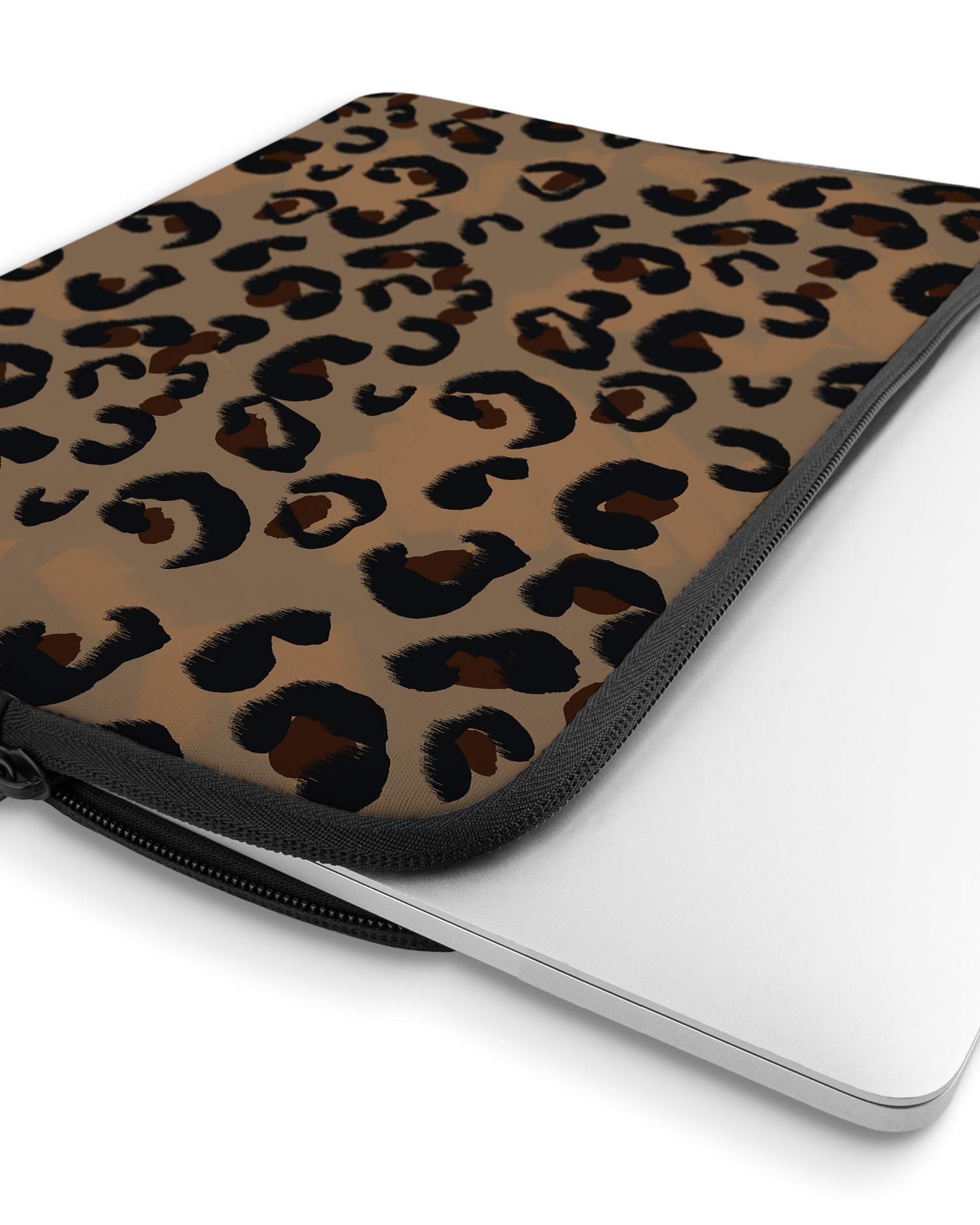 Leopard Repeat Laptop Case 13 inch with device inside