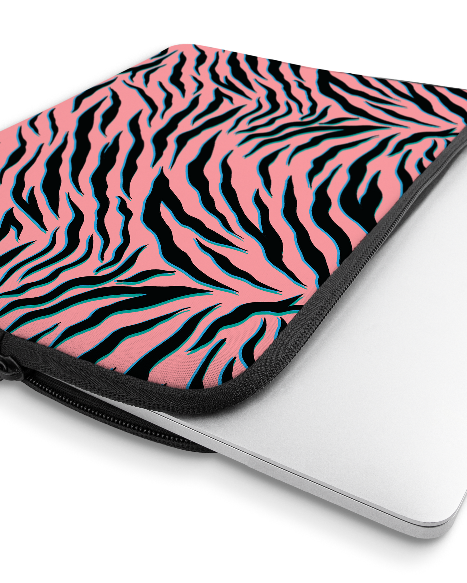 Pink Zebra Laptop Case 13 inch with device inside