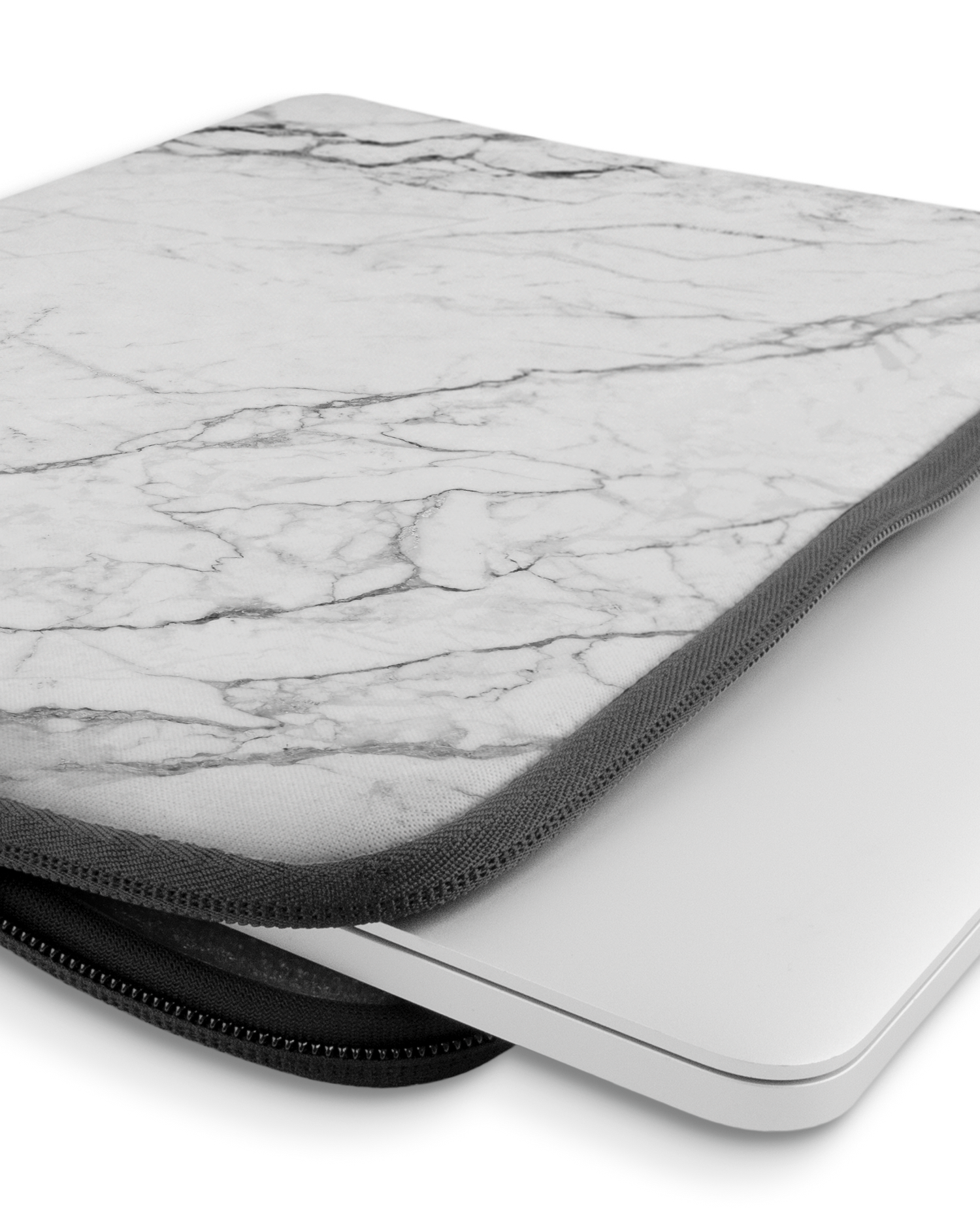 White Marble Laptop Case 14 inch with device inside