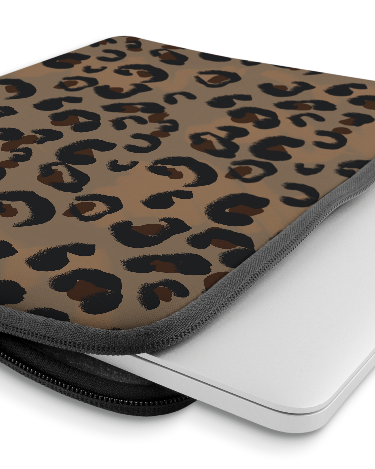 Leopard Repeat Laptop Case 14 inch with device inside