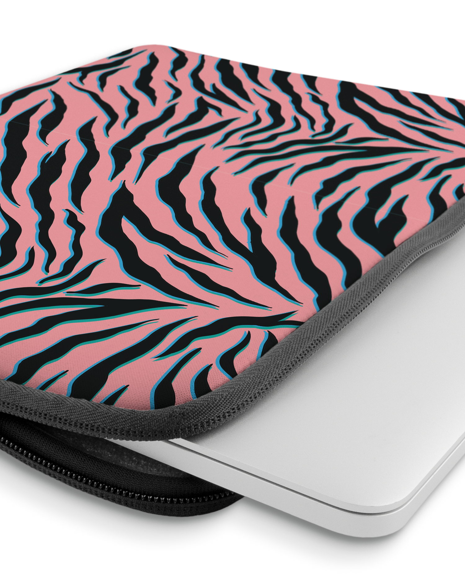 Pink Zebra Laptop Case 14 inch with device inside