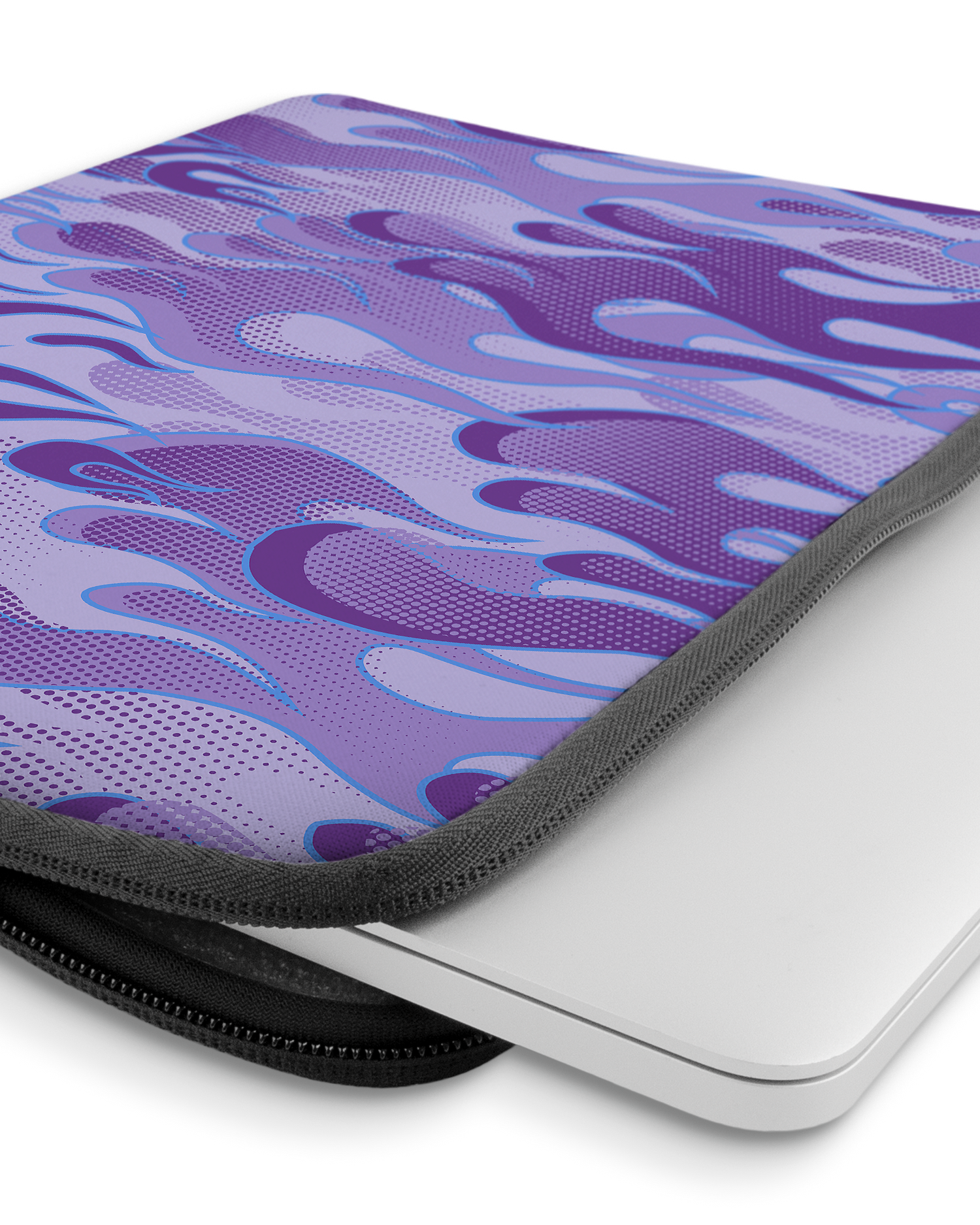 Purple Flames Laptop Case 14 inch with device inside