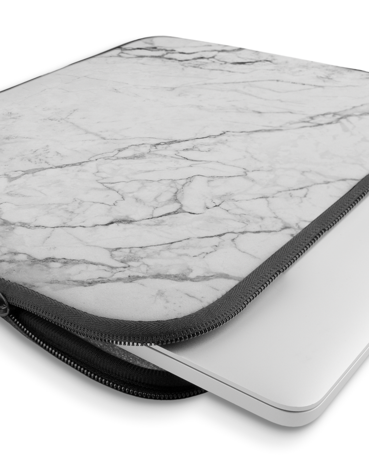 White Marble Laptop Case 15 inch with device inside
