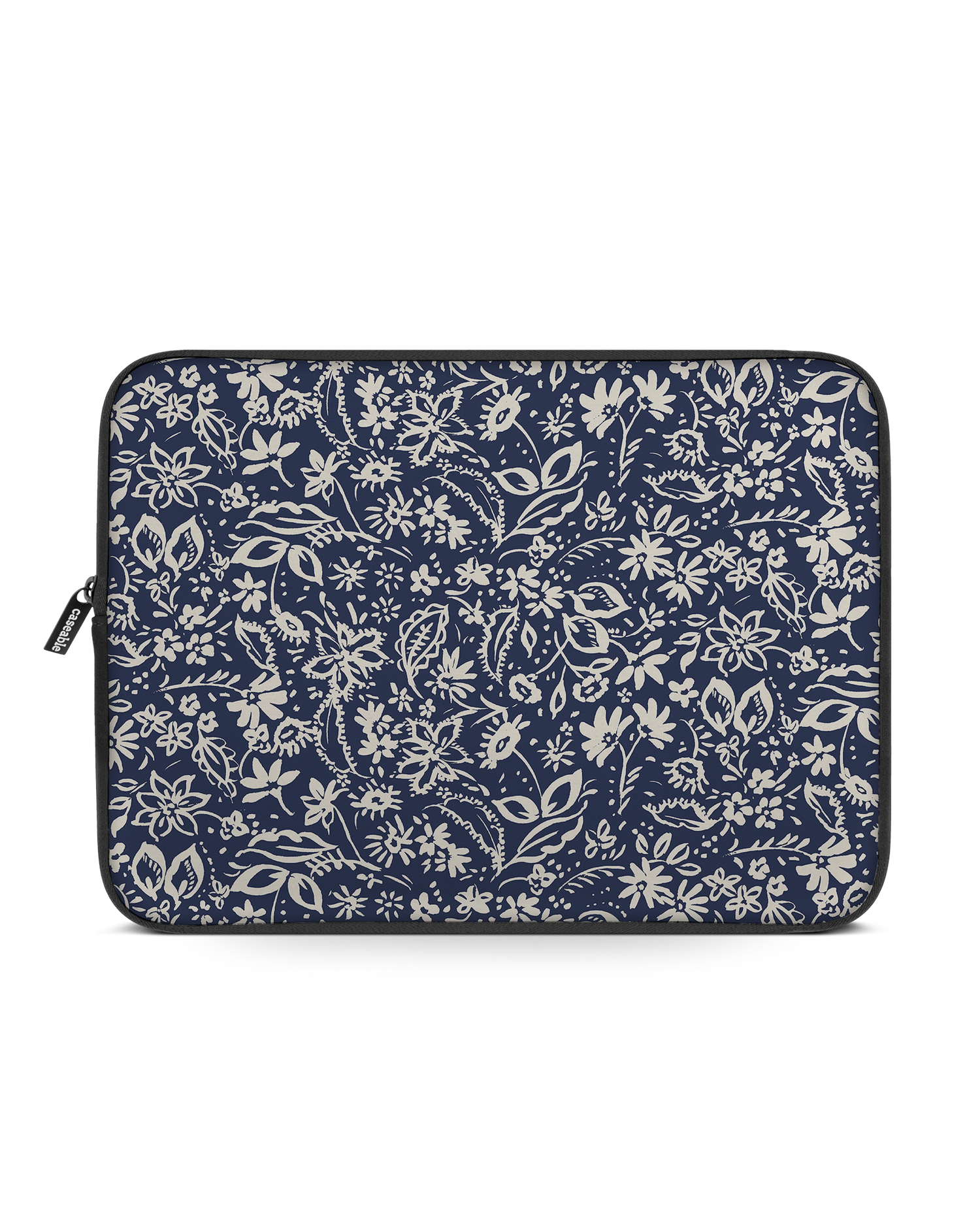 Ditsy Blue Paisley Laptop Case 15 inch: Front View