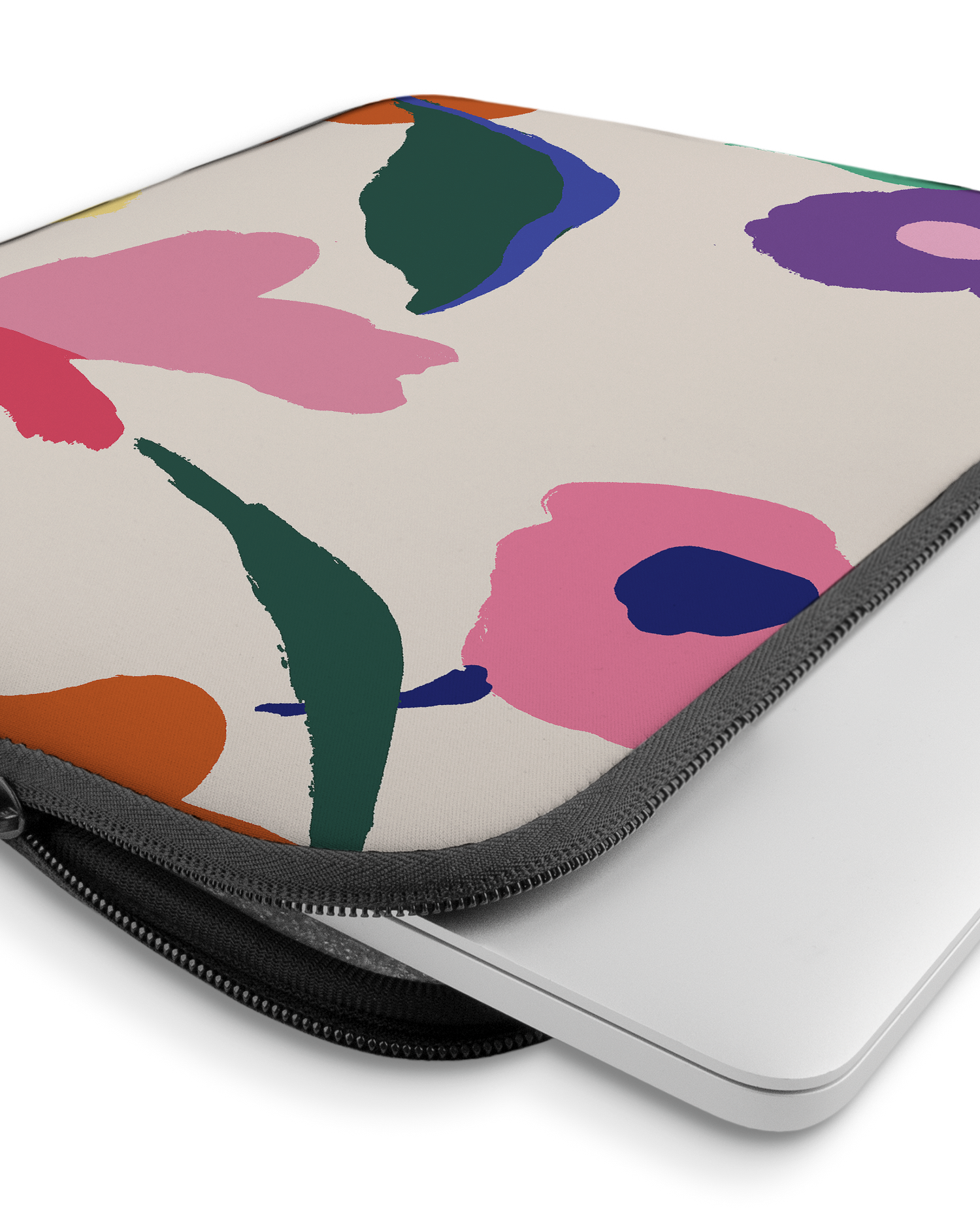 Handpainted Blooms Laptop Case 15 inch with device inside