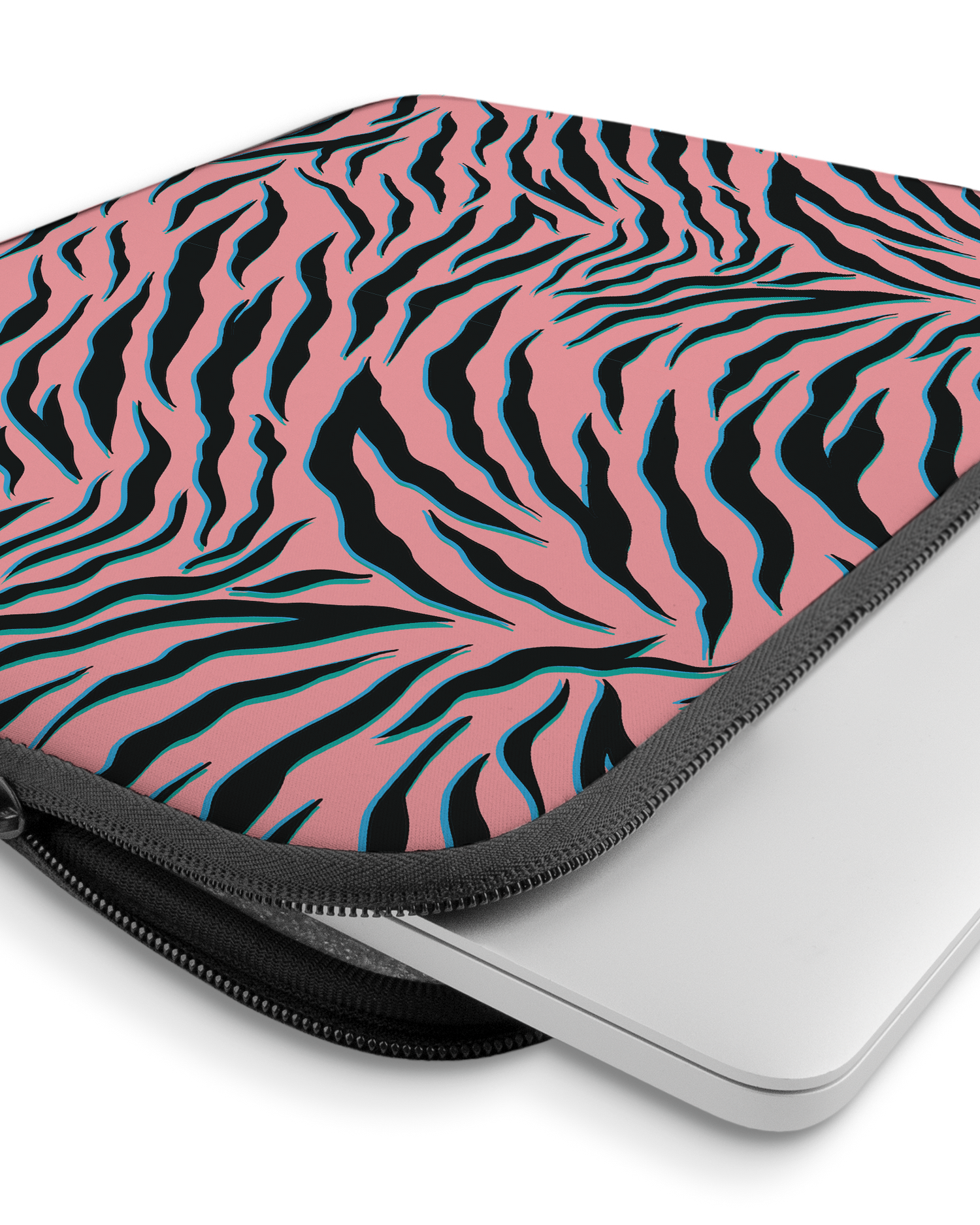 Pink Zebra Laptop Case 15 inch with device inside