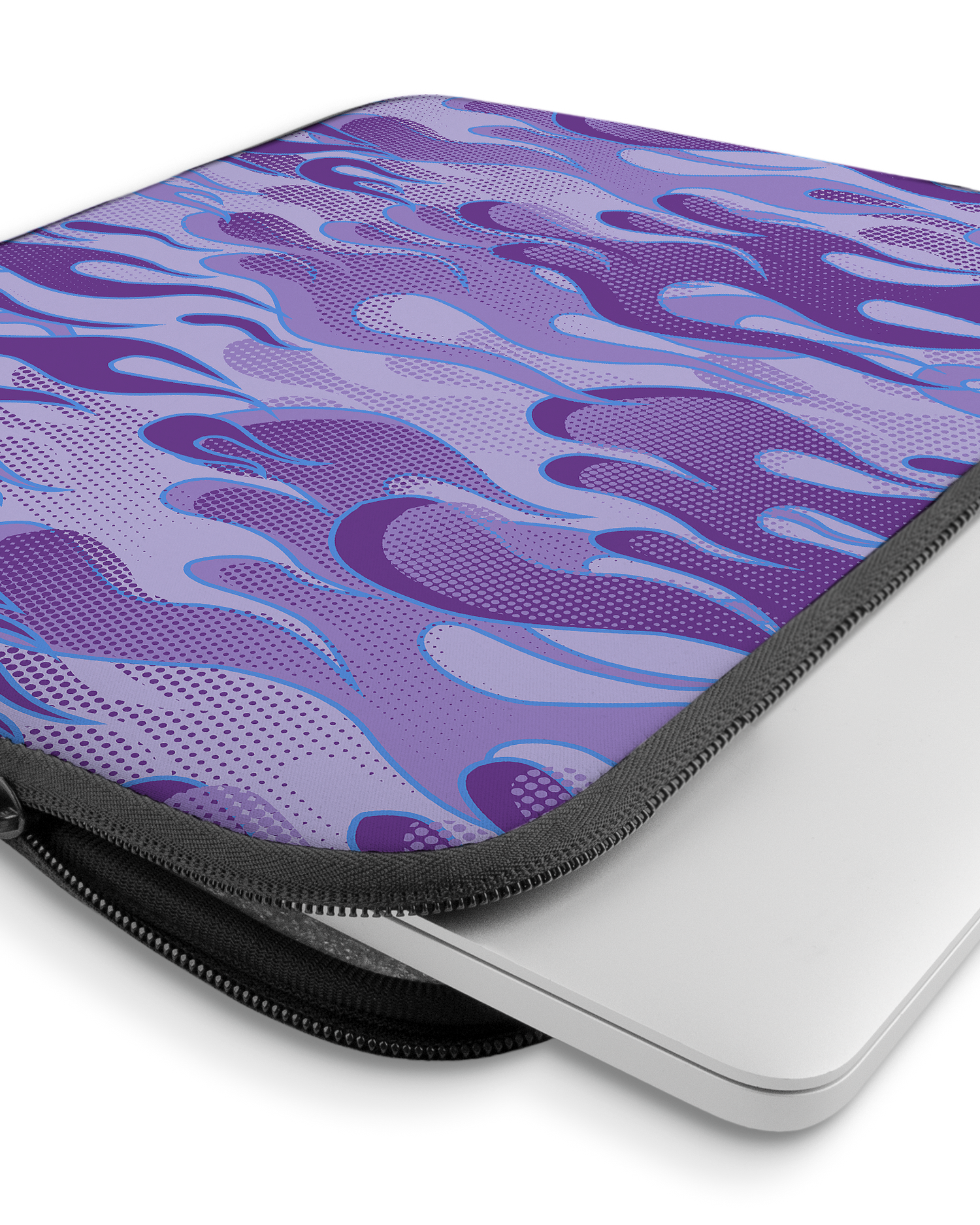 Purple Flames Laptop Case 15 inch with device inside