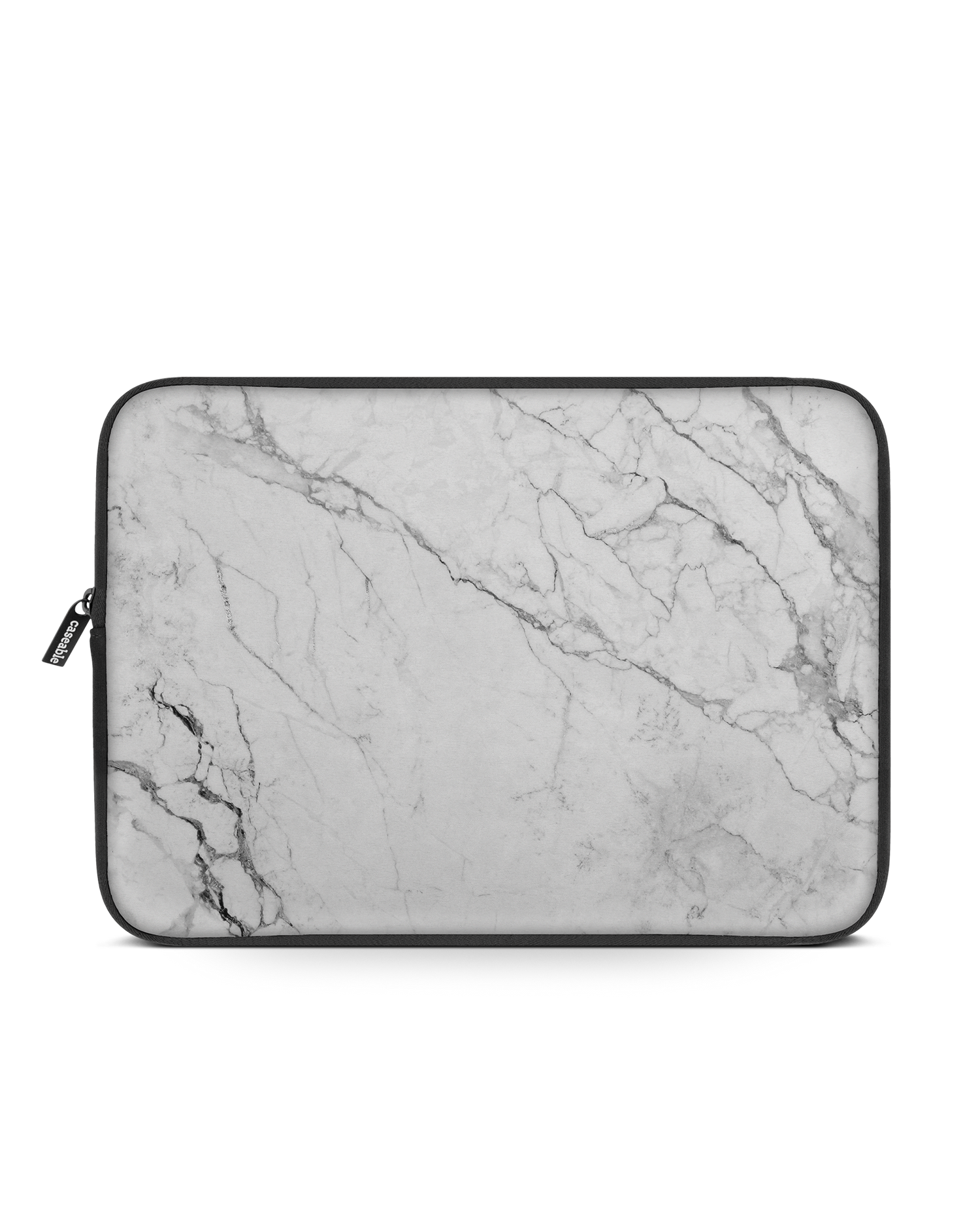 White Marble Laptop Case 16 inch: Front View