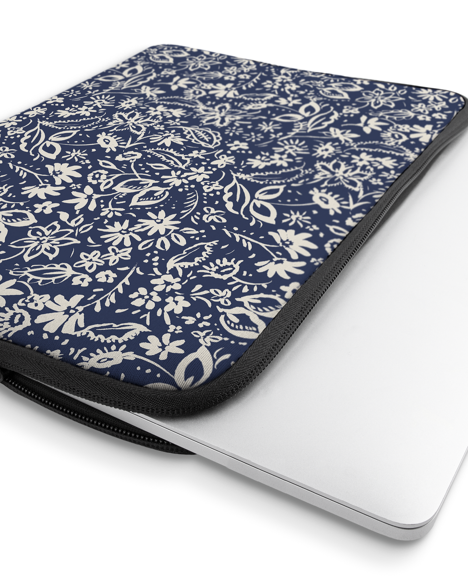 Ditsy Blue Paisley Laptop Case 16 inch with device inside