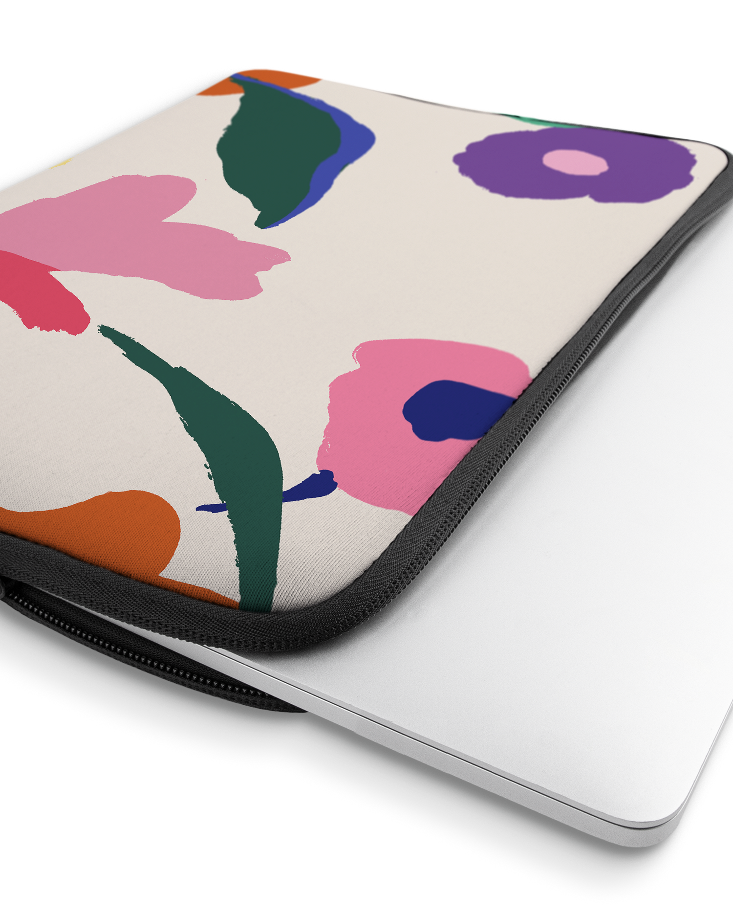 Handpainted Blooms Laptop Case 16 inch with device inside