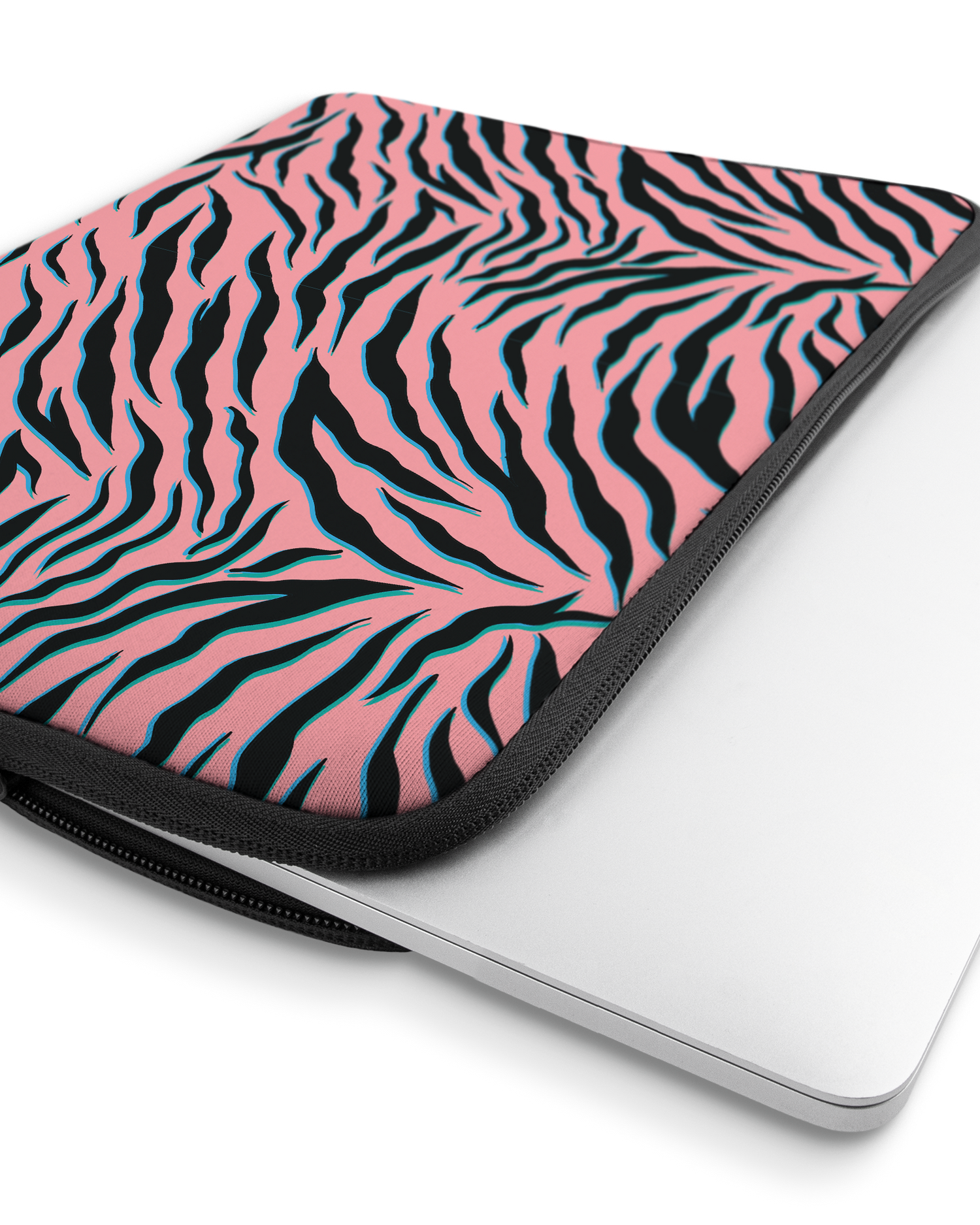 Pink Zebra Laptop Case 16 inch with device inside