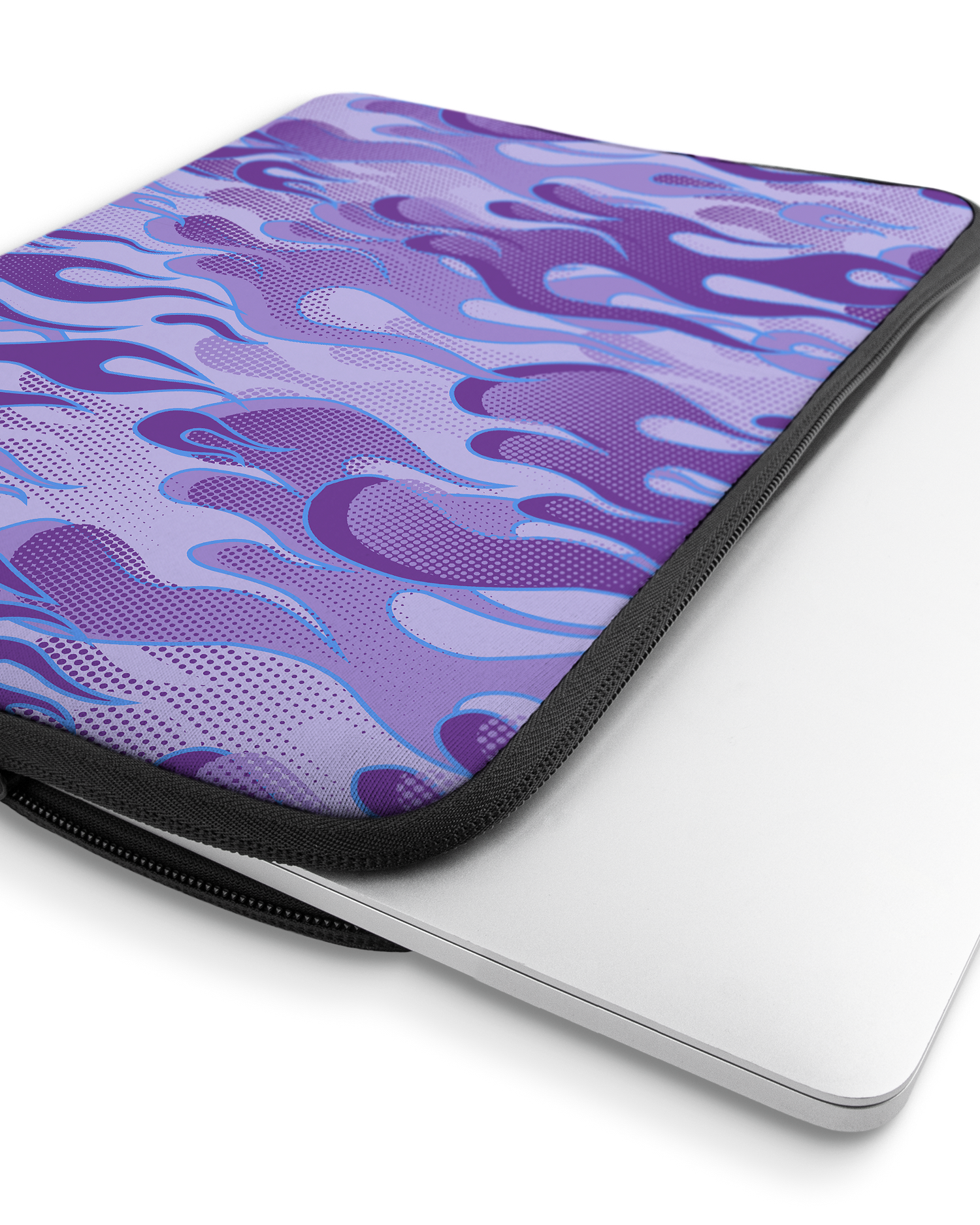 Purple Flames Laptop Case 16 inch with device inside