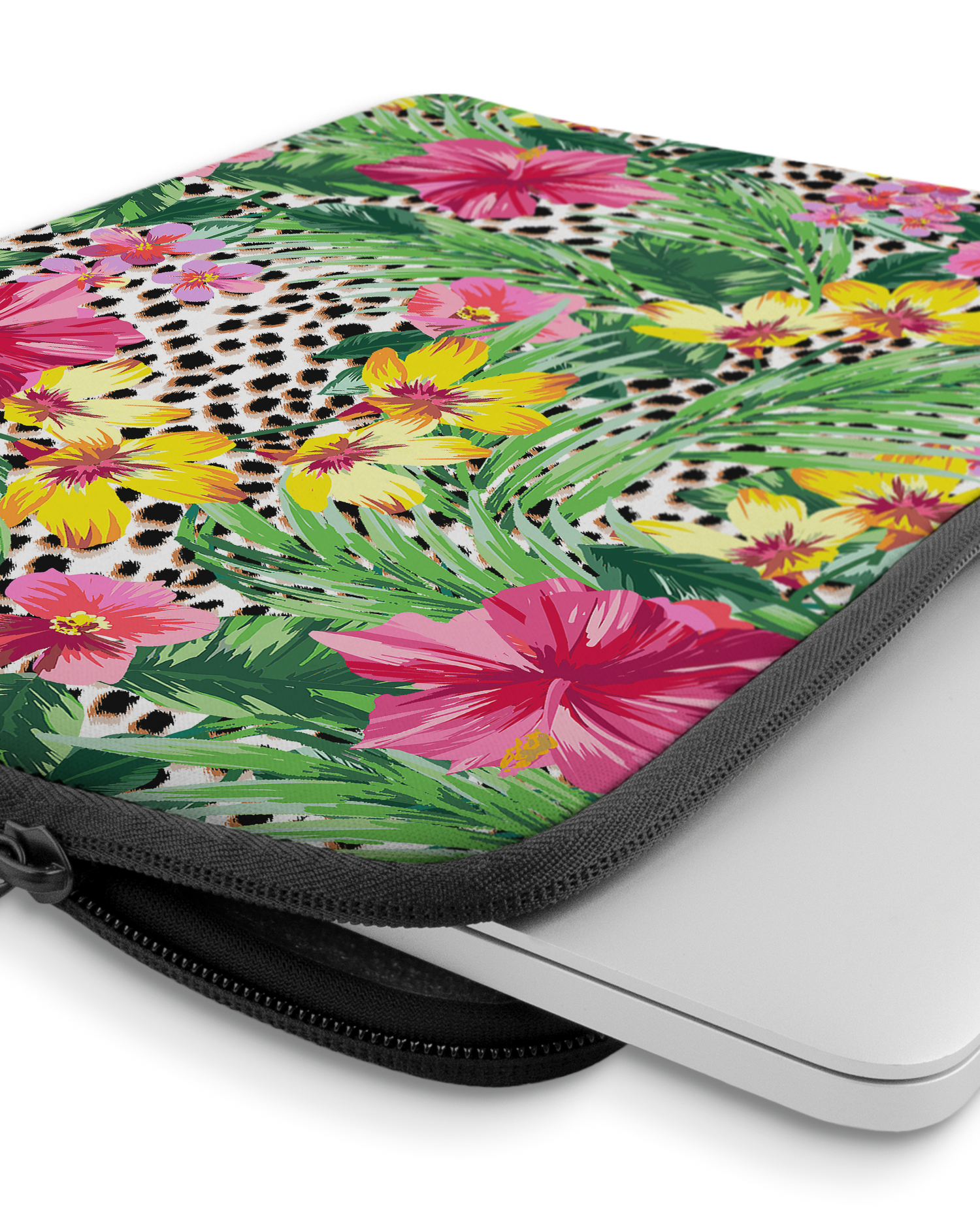 Tropical Cheetah Laptop Case 13-14 inch with device inside