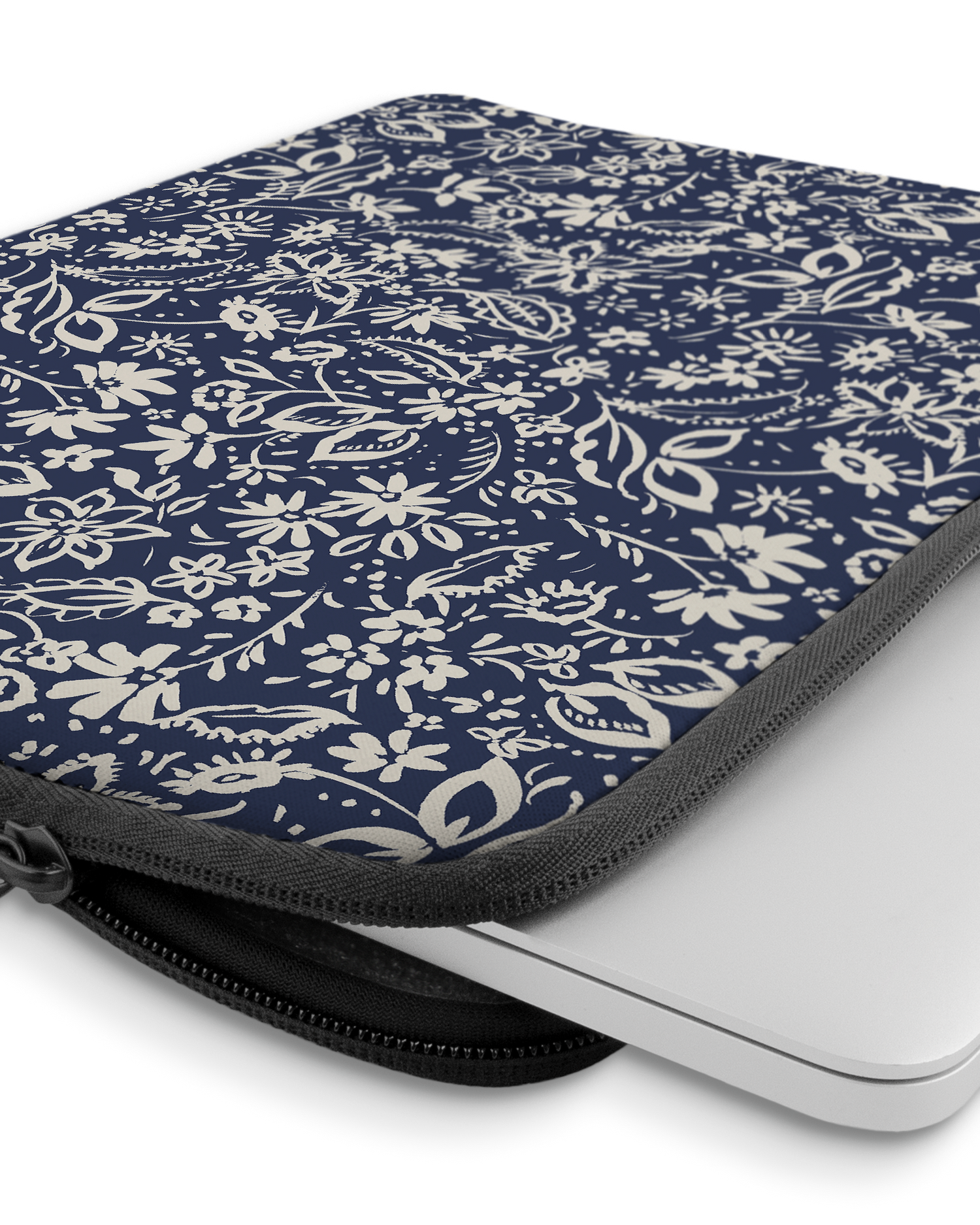 Ditsy Blue Paisley Laptop Case 13-14 inch with device inside