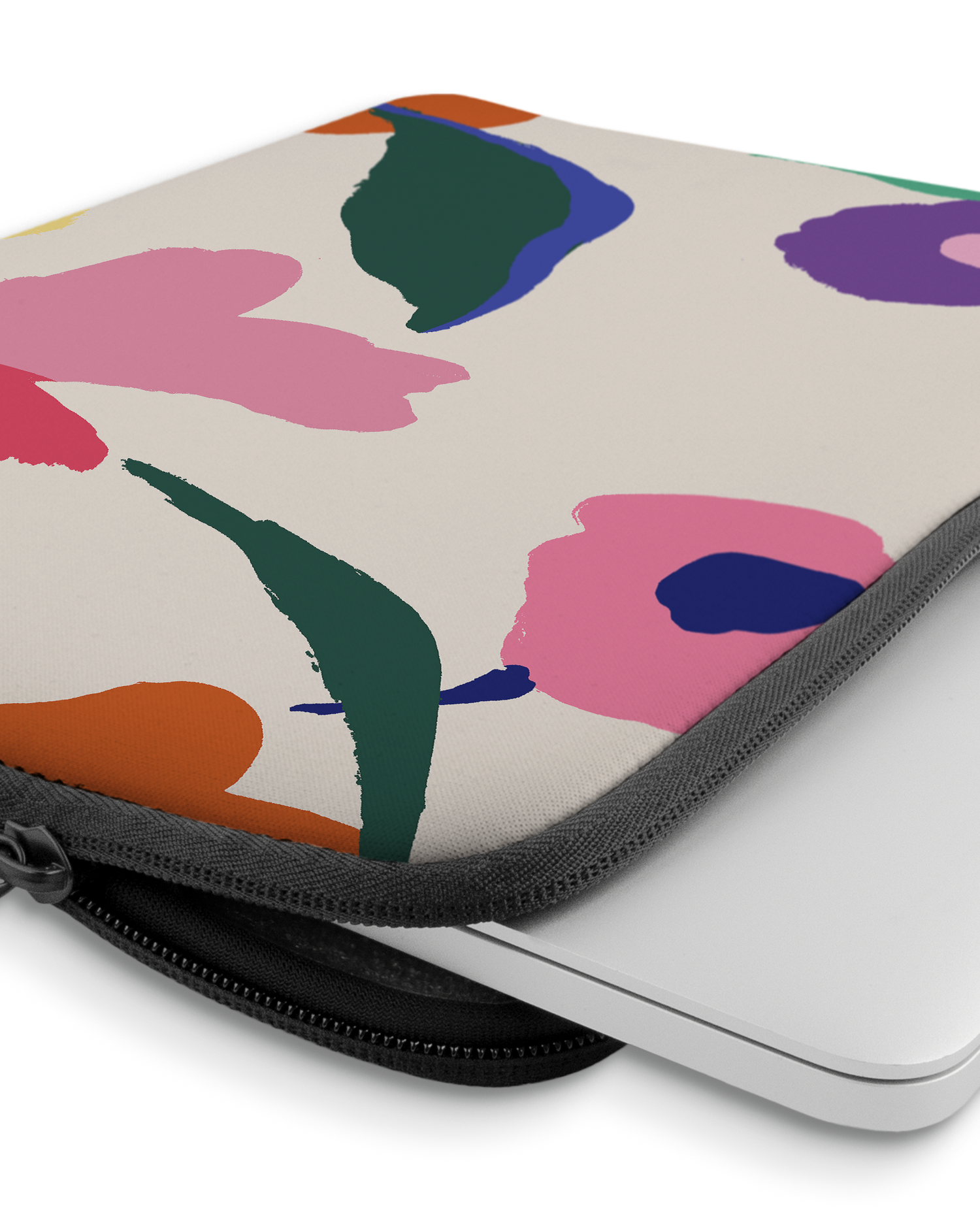 Handpainted Blooms Laptop Case 13-14 inch with device inside
