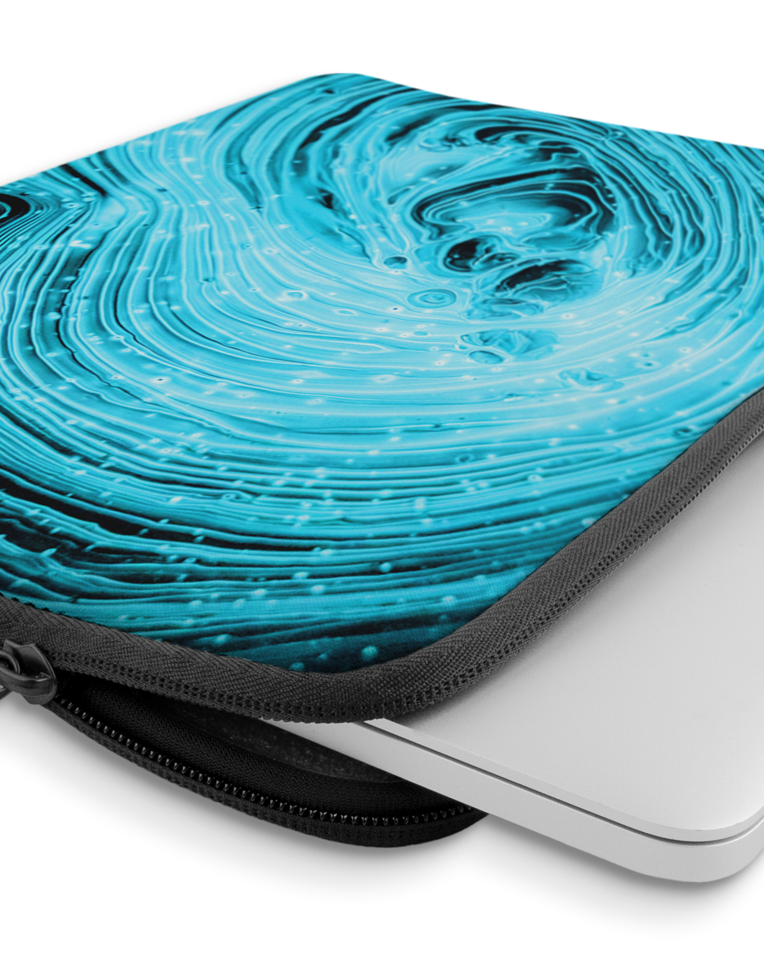 Turquoise Ripples Laptop Case 13-14 inch with device inside