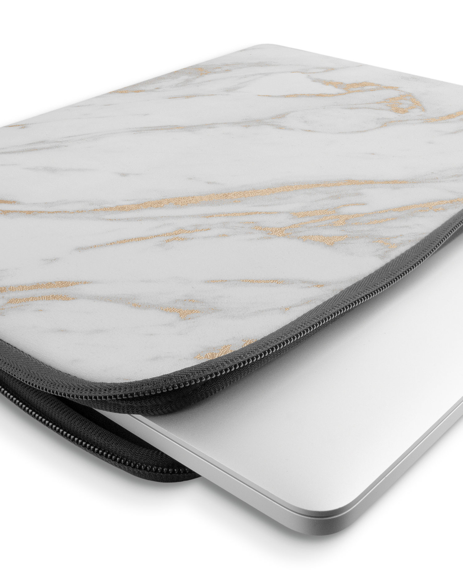 Gold Marble Elegance Laptop Case 15-16 inch with device inside